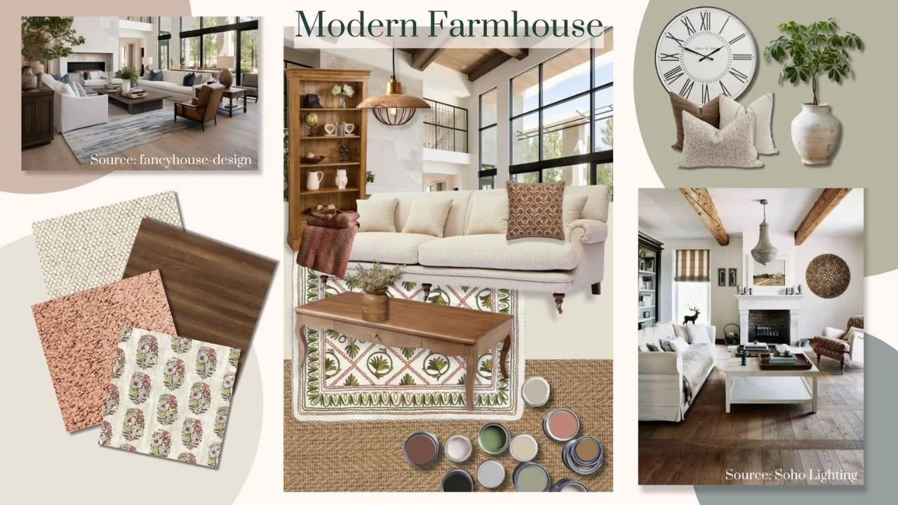 Modern farmhouse blended interior styles