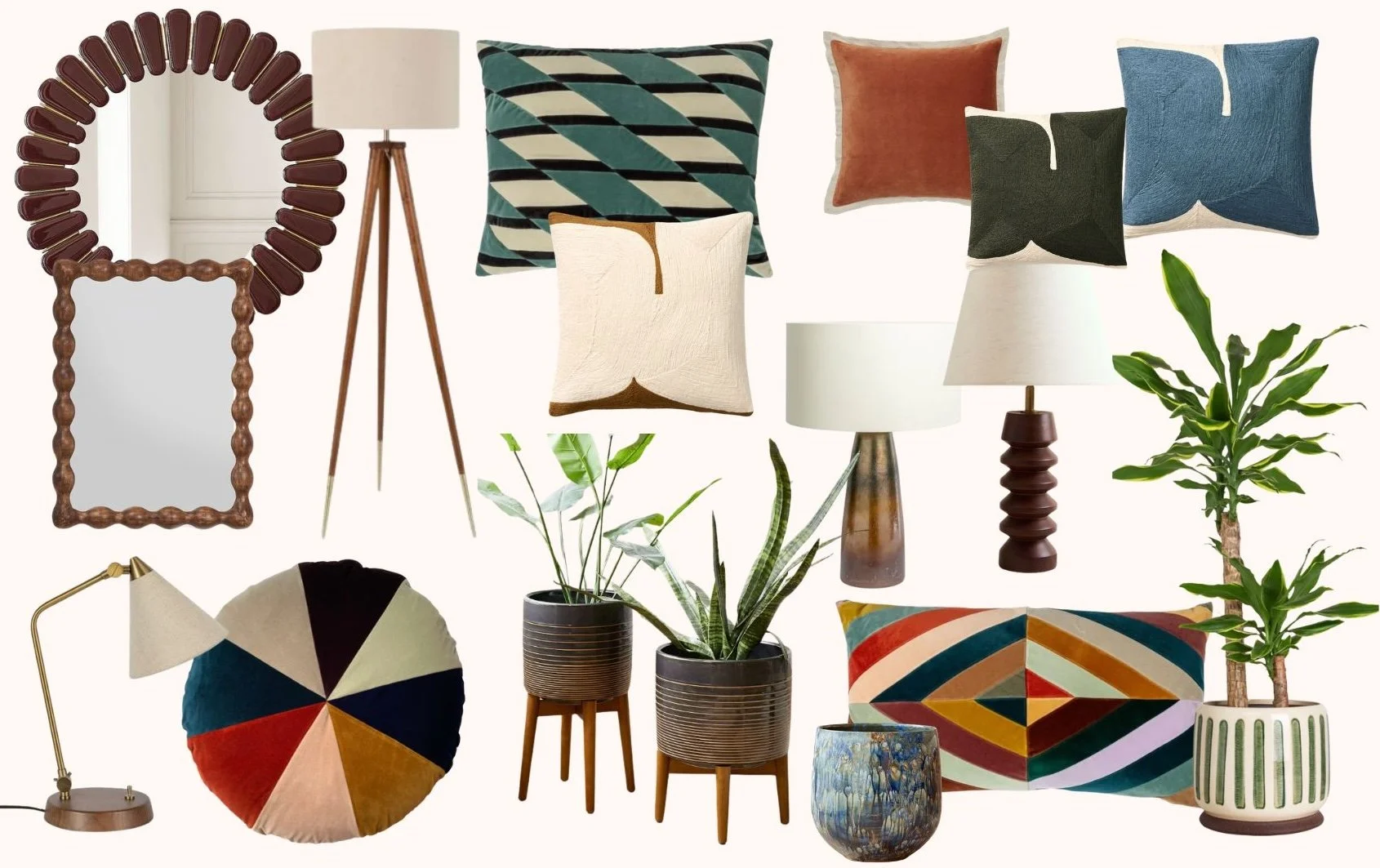 Modern Deco interior inspiration featuring textured fabrics, handcrafted ceramics, wooden panelling, wall art and layered lighting