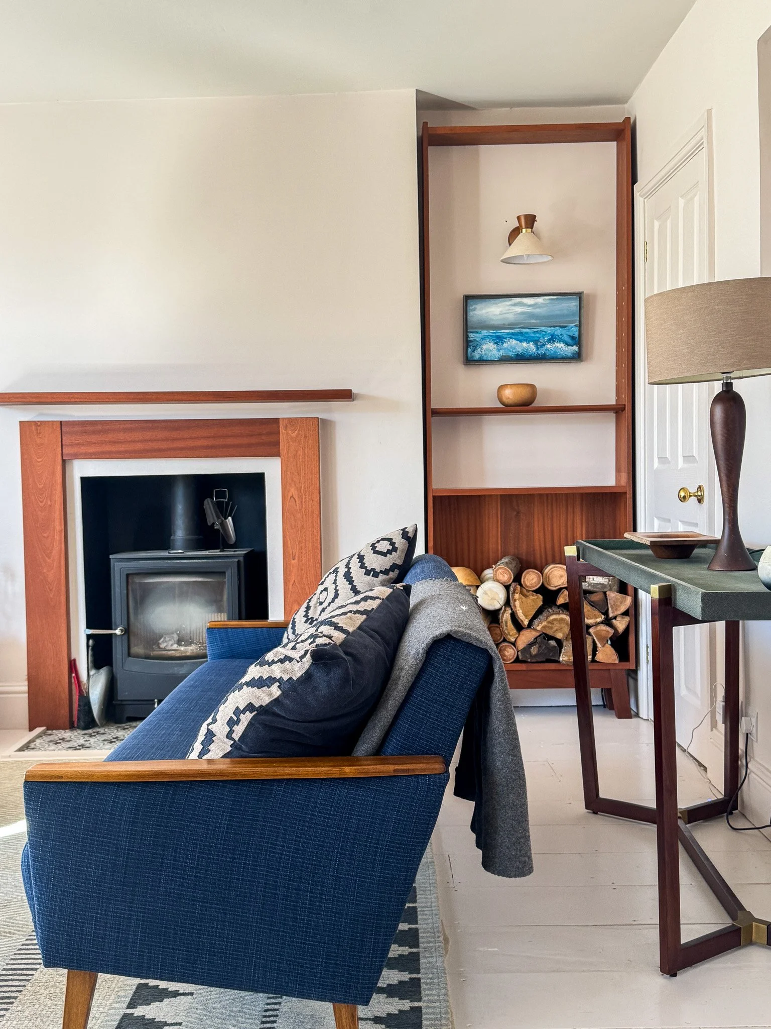 Mid-century and Victorian interior design with bespoke wall panelling