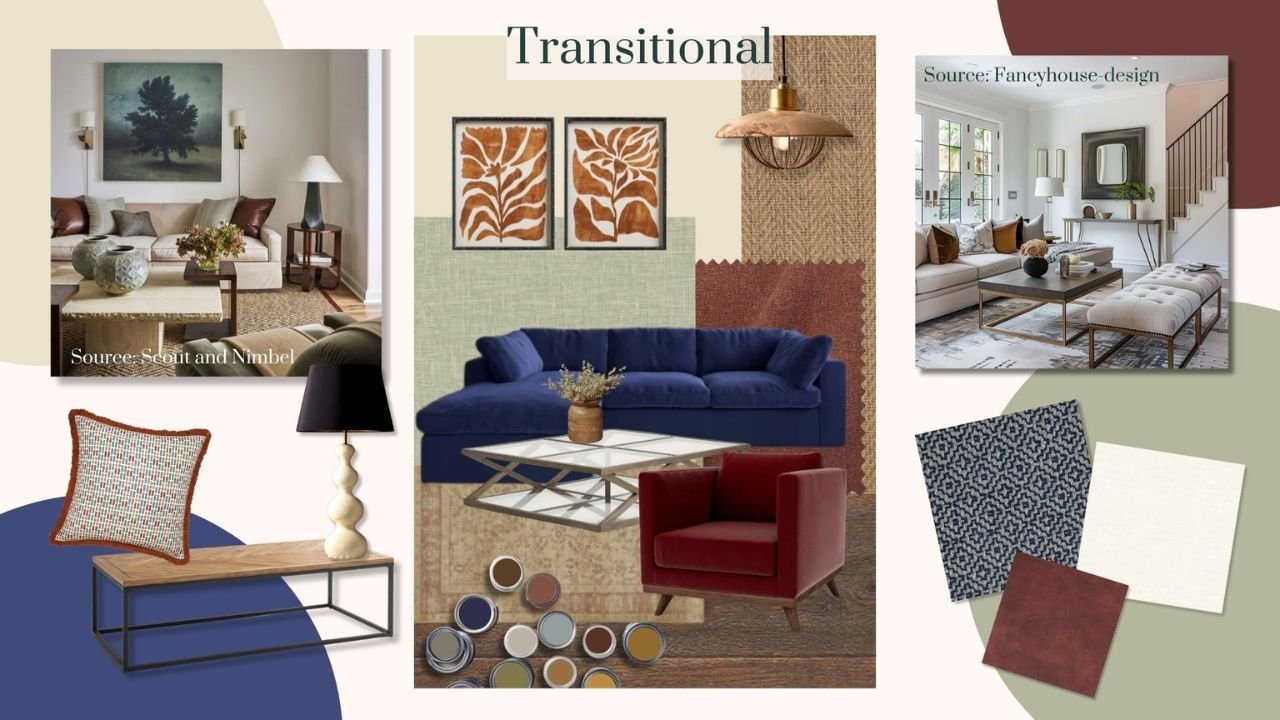 Transitional blended interior styles