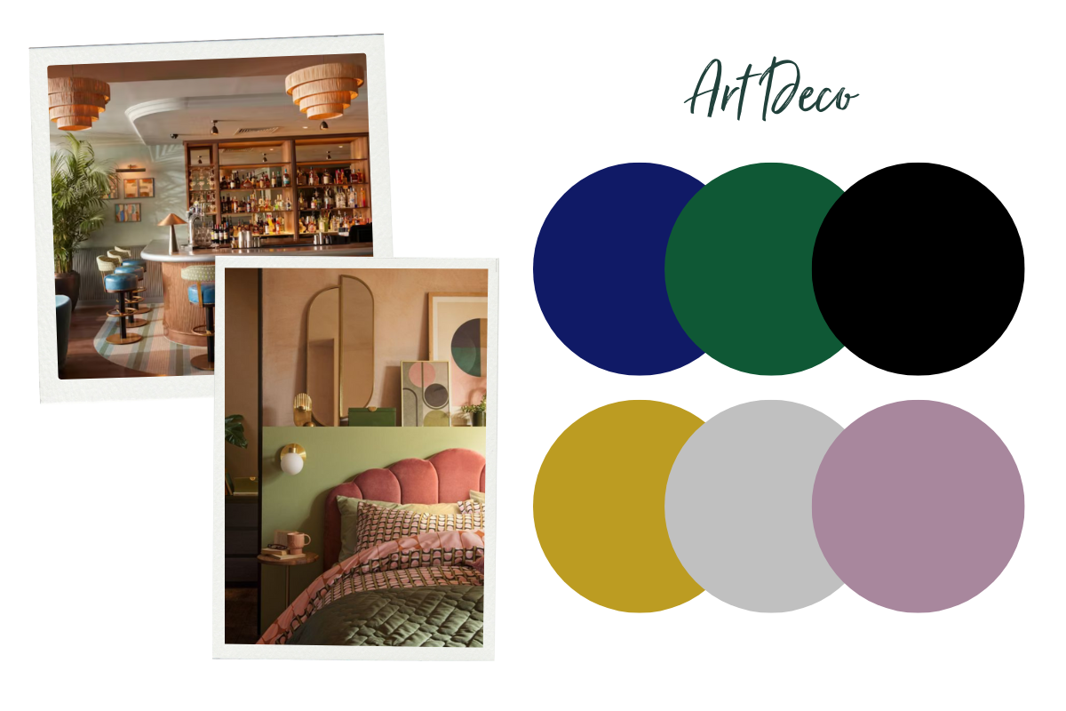 Art deco interior design colours.