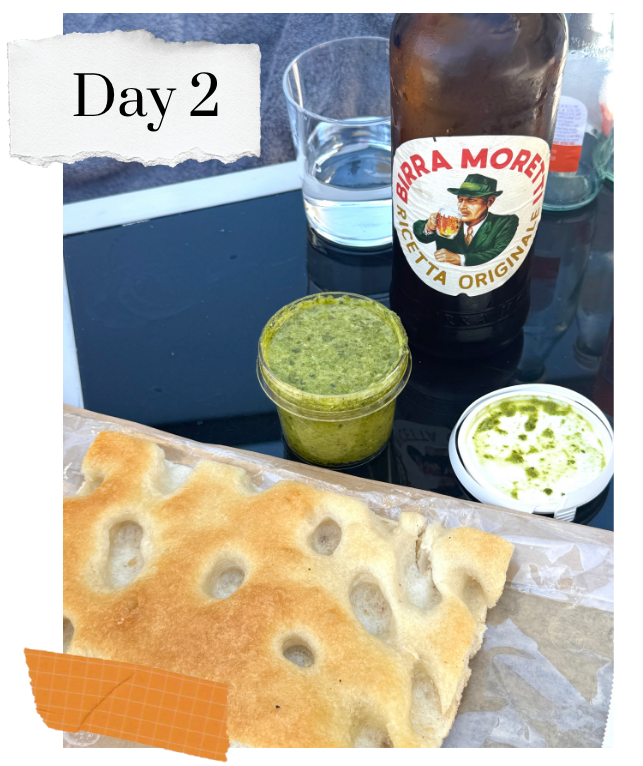 Delicious homemade pesto and focaccia bread in Monterosso