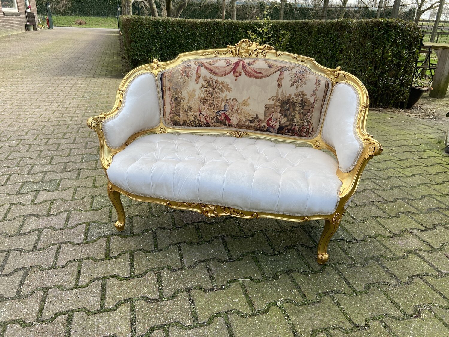 French Louis XVI Style tufted sofa-SQ9447742 — OSMAN ANTIQUE