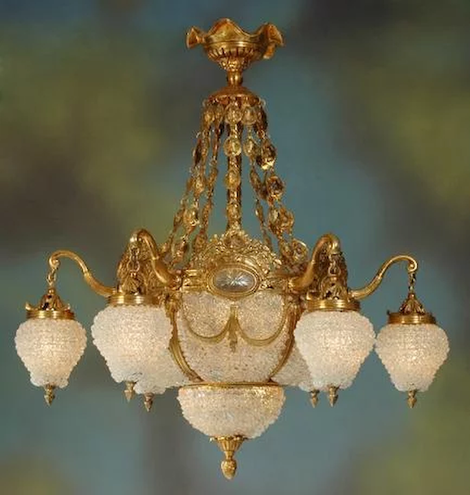 Chandelier with Gilded Bronze and Crystals — OSMAN ANTIQUE