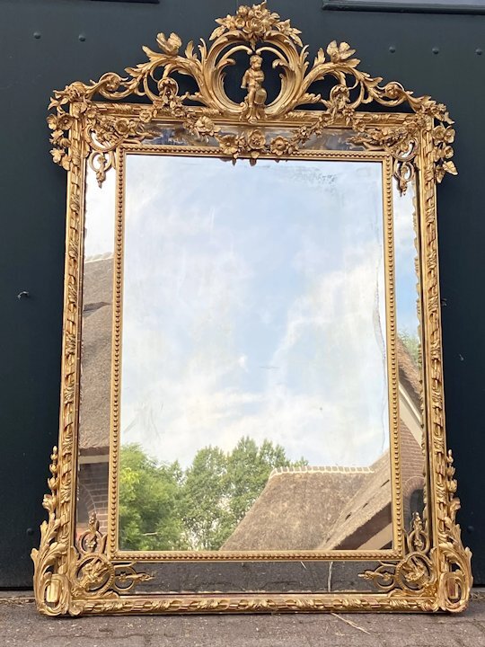 Antique Unique French Style Wall Mirror, French Style Gilt Mirror
