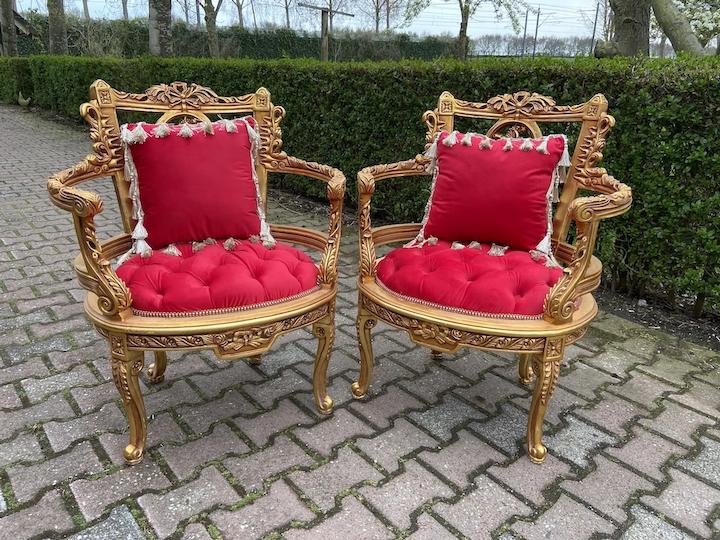 French Louis XVI Bergere Chairs in Pink Damask a Pair Made -  Denmark