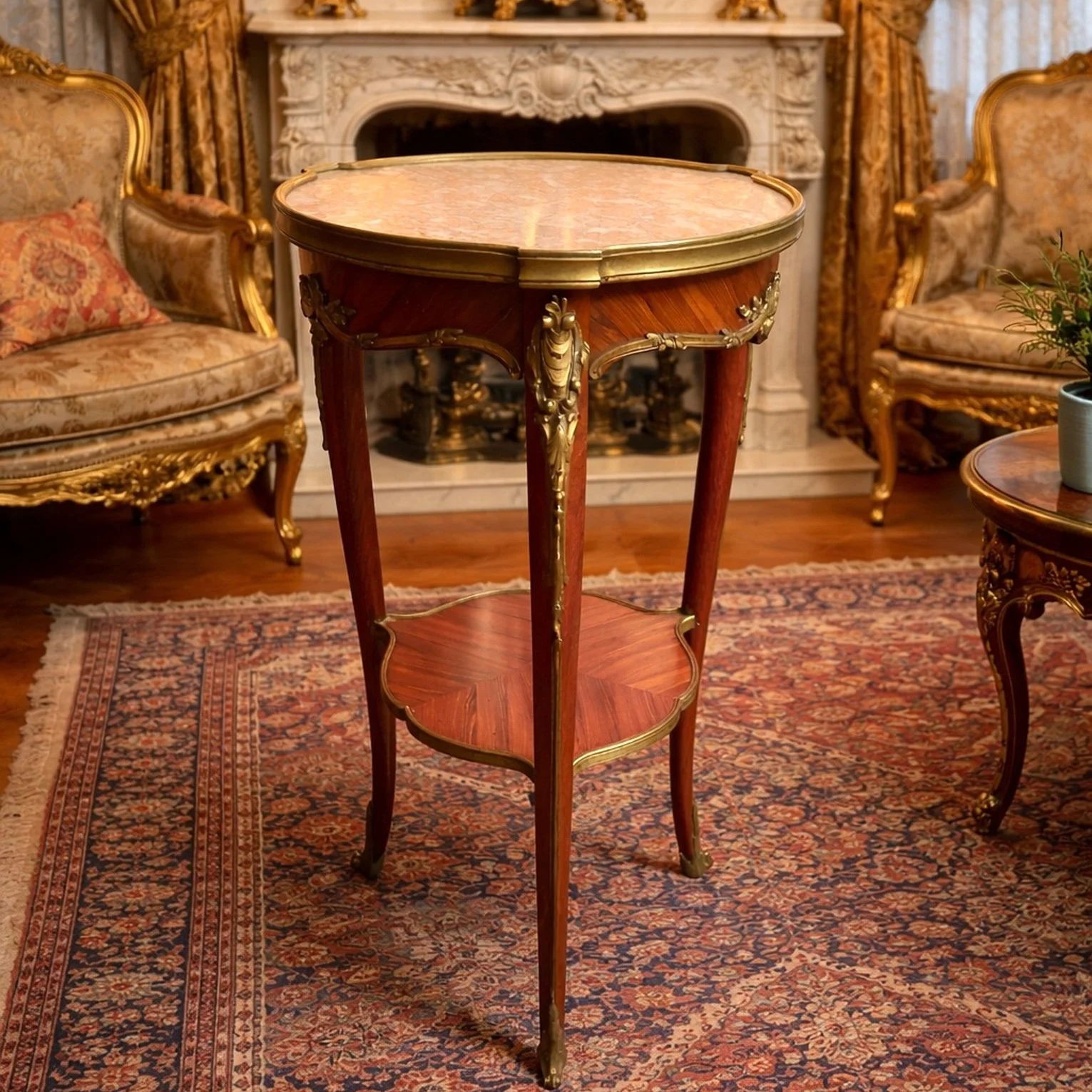 Antique Louis XVI Side Table with Marble Top, France
