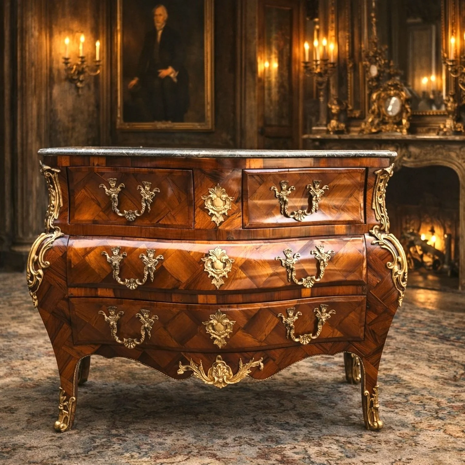 French Louis XVI 19th C Mahogany Marble Commode Chest