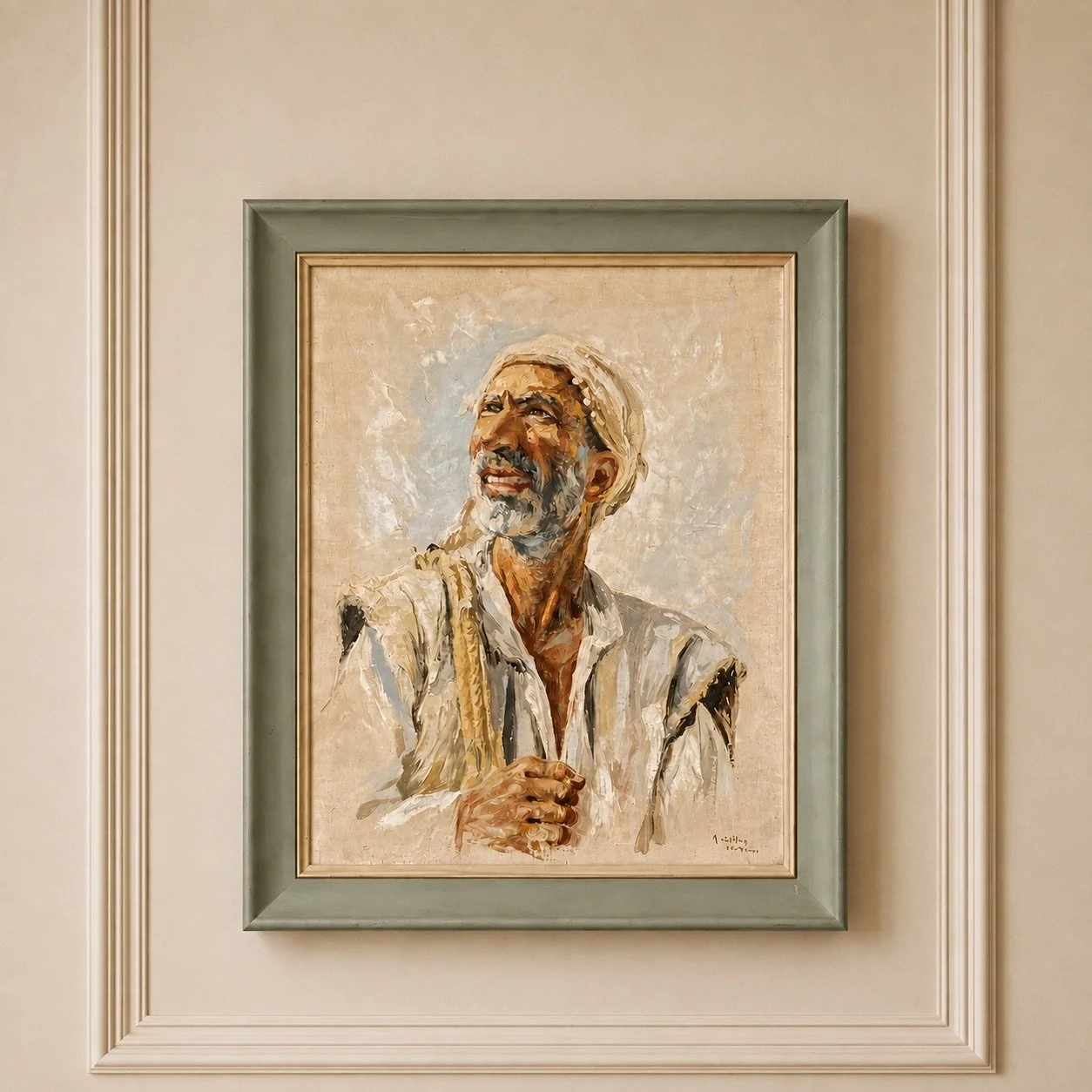 1954 A. Shitzas Middle East Oil Portrait Merchant Painting