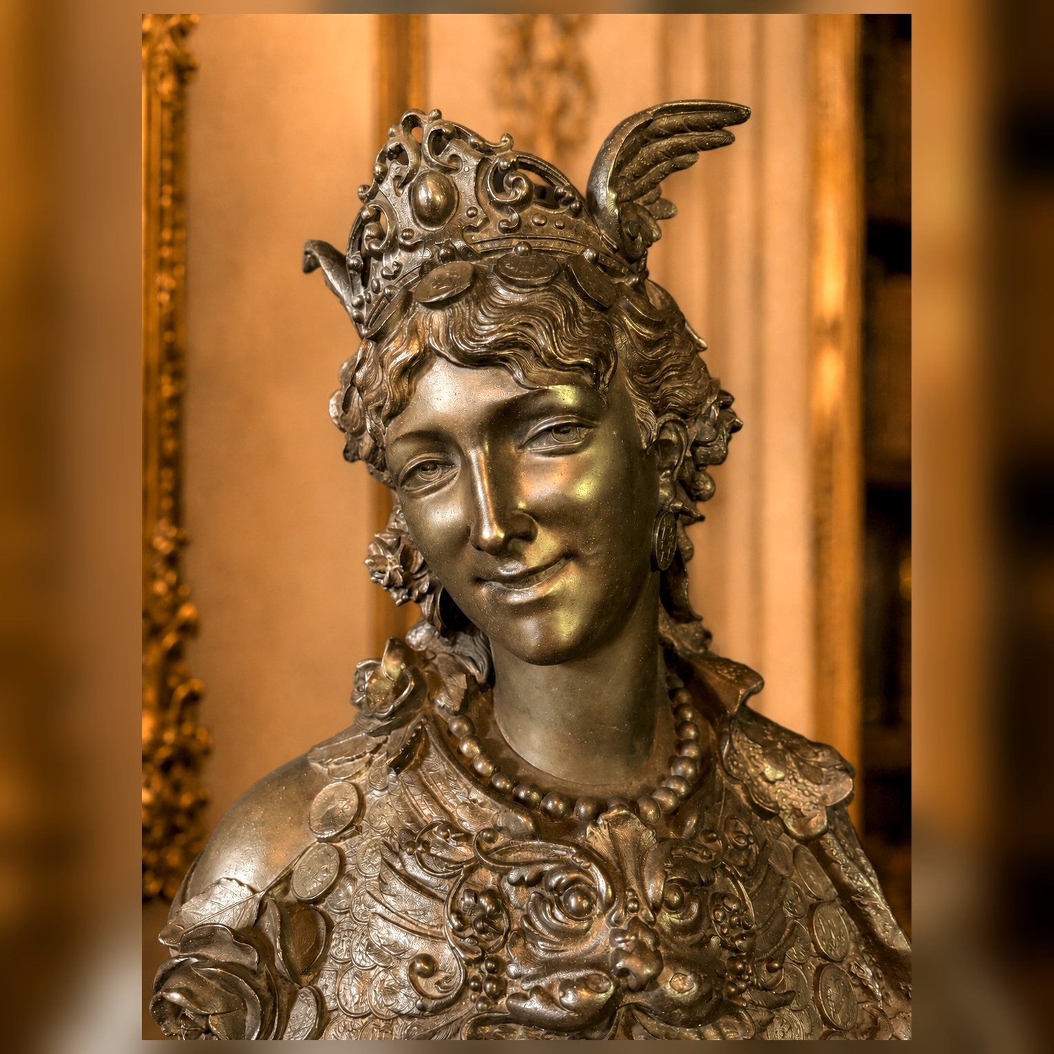 19th C French Orientalist Zamak Lady Bust Clock