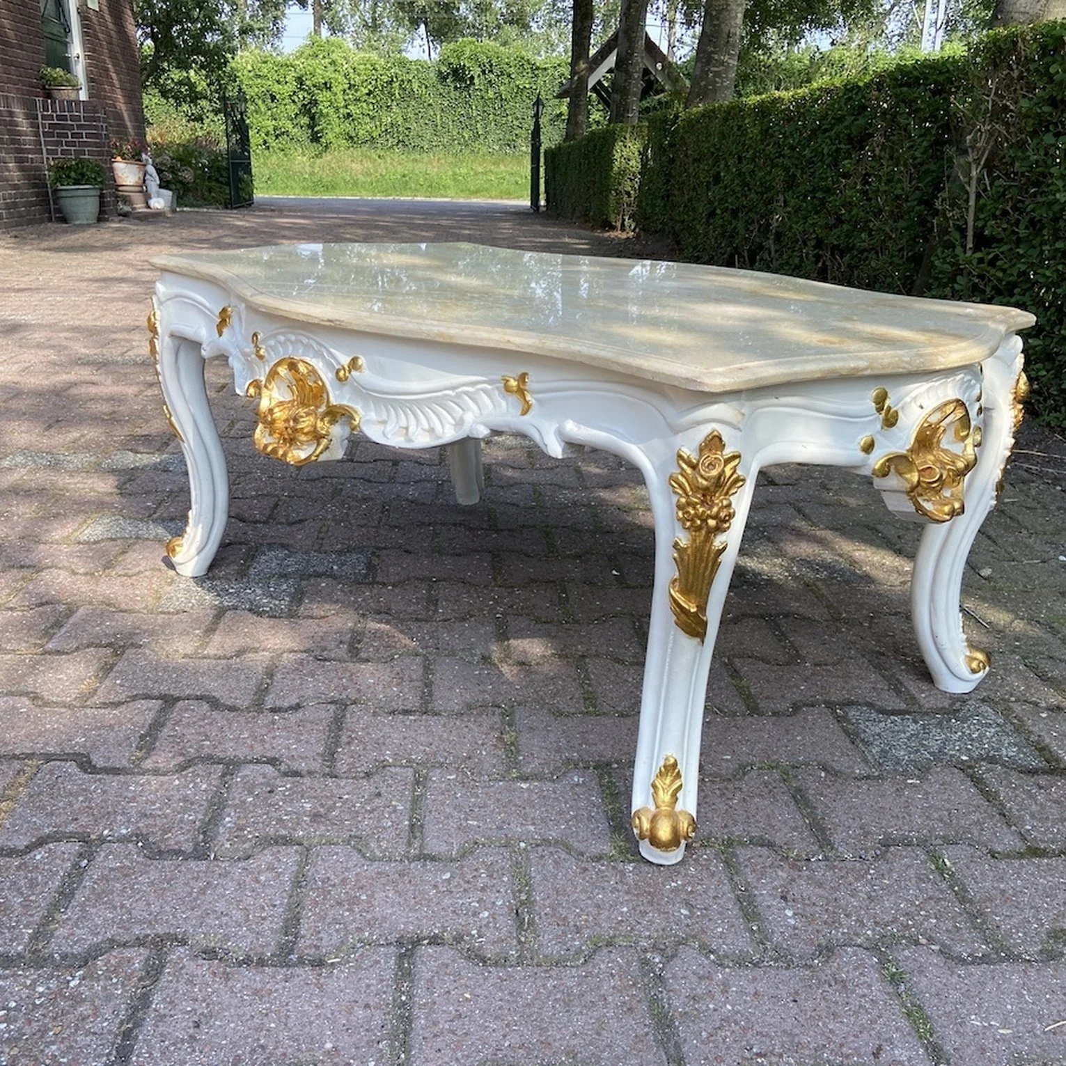 Custom Italian Baroque Gold Marble Coffee Table