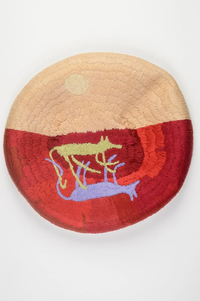 From the series_ ten stories, embroidery on found object, 36 cm diameter, 2023.jpeg