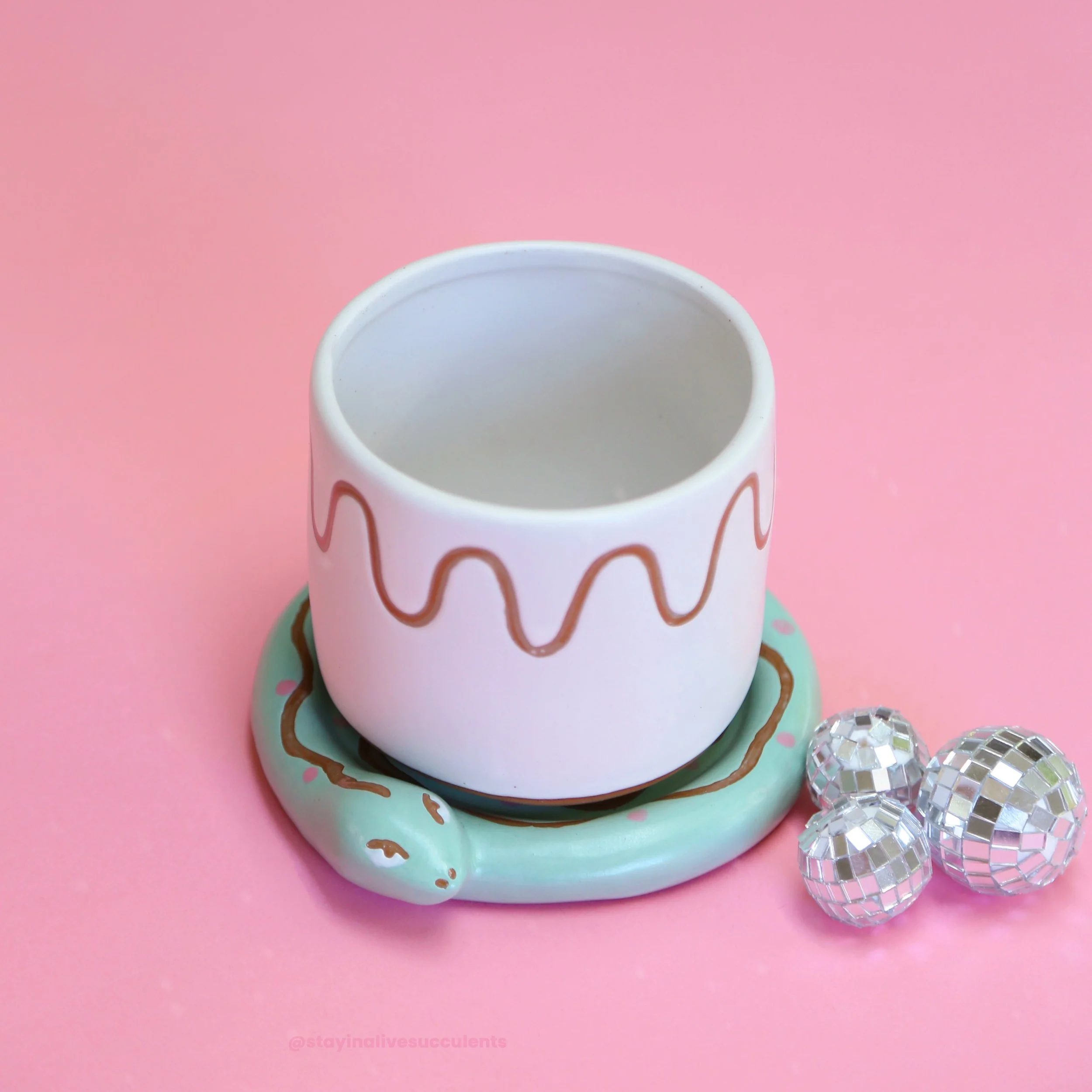 Bindi Snake Pot with Saucer 4"