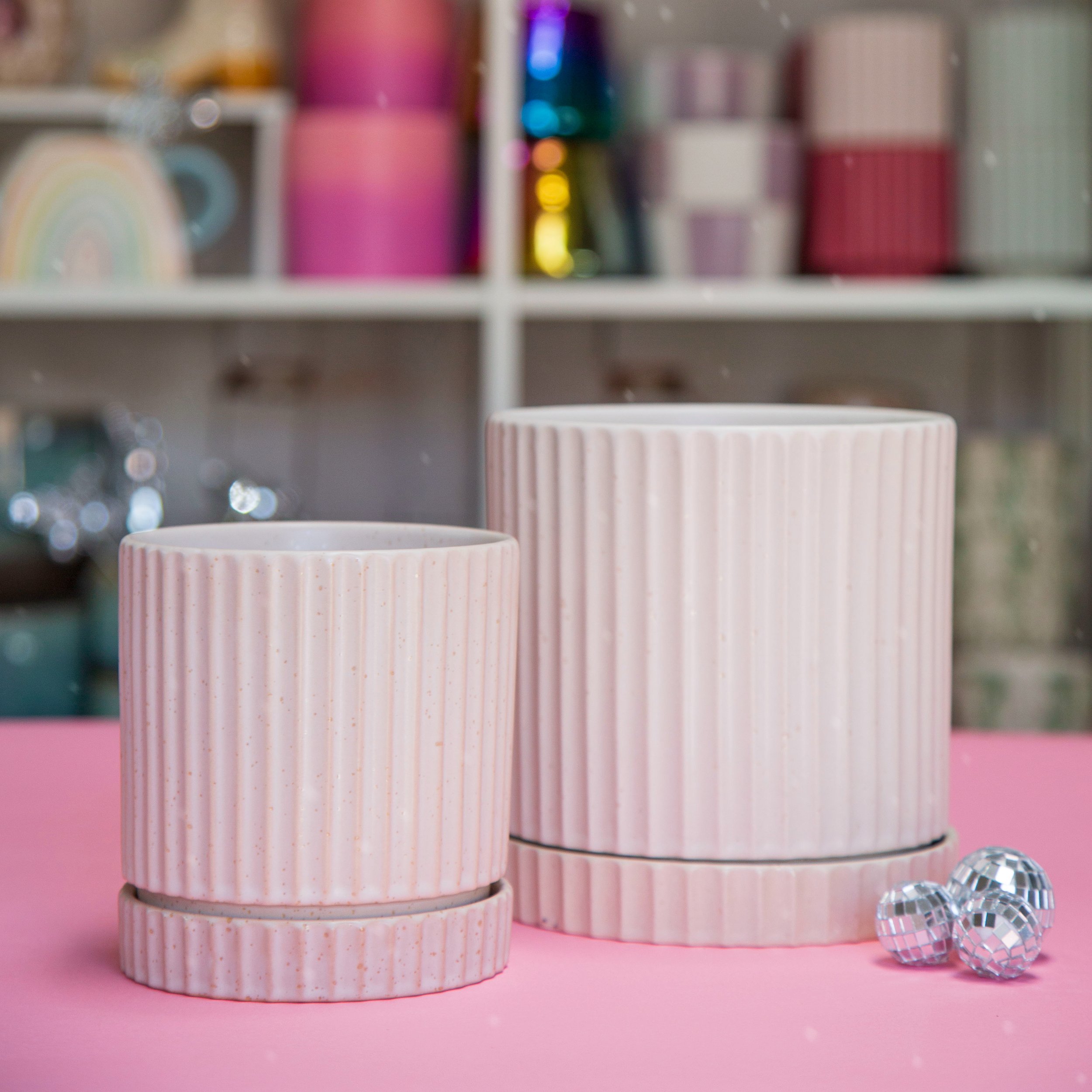 Los Feliz Cream Planters with Saucer 4" and 6"