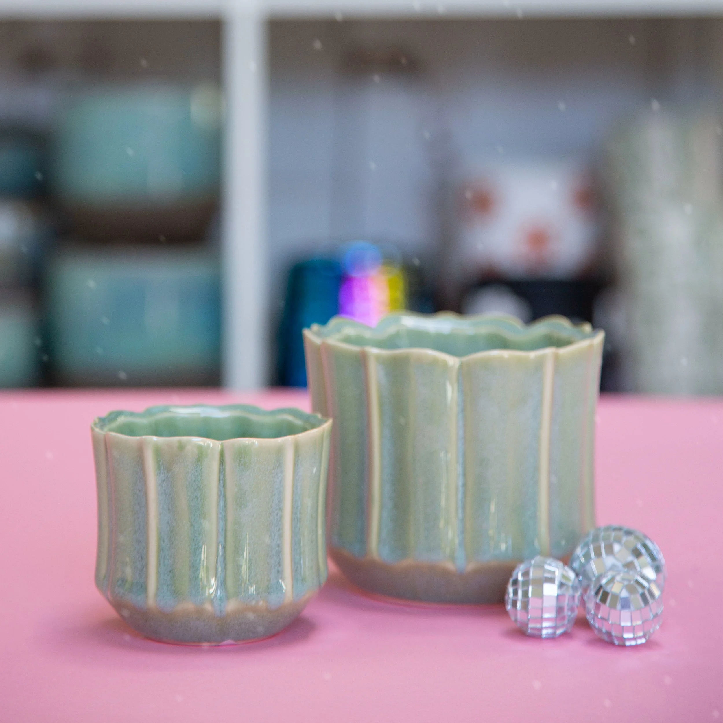 Everleaf Mint Glazed Pot 3" and 4"