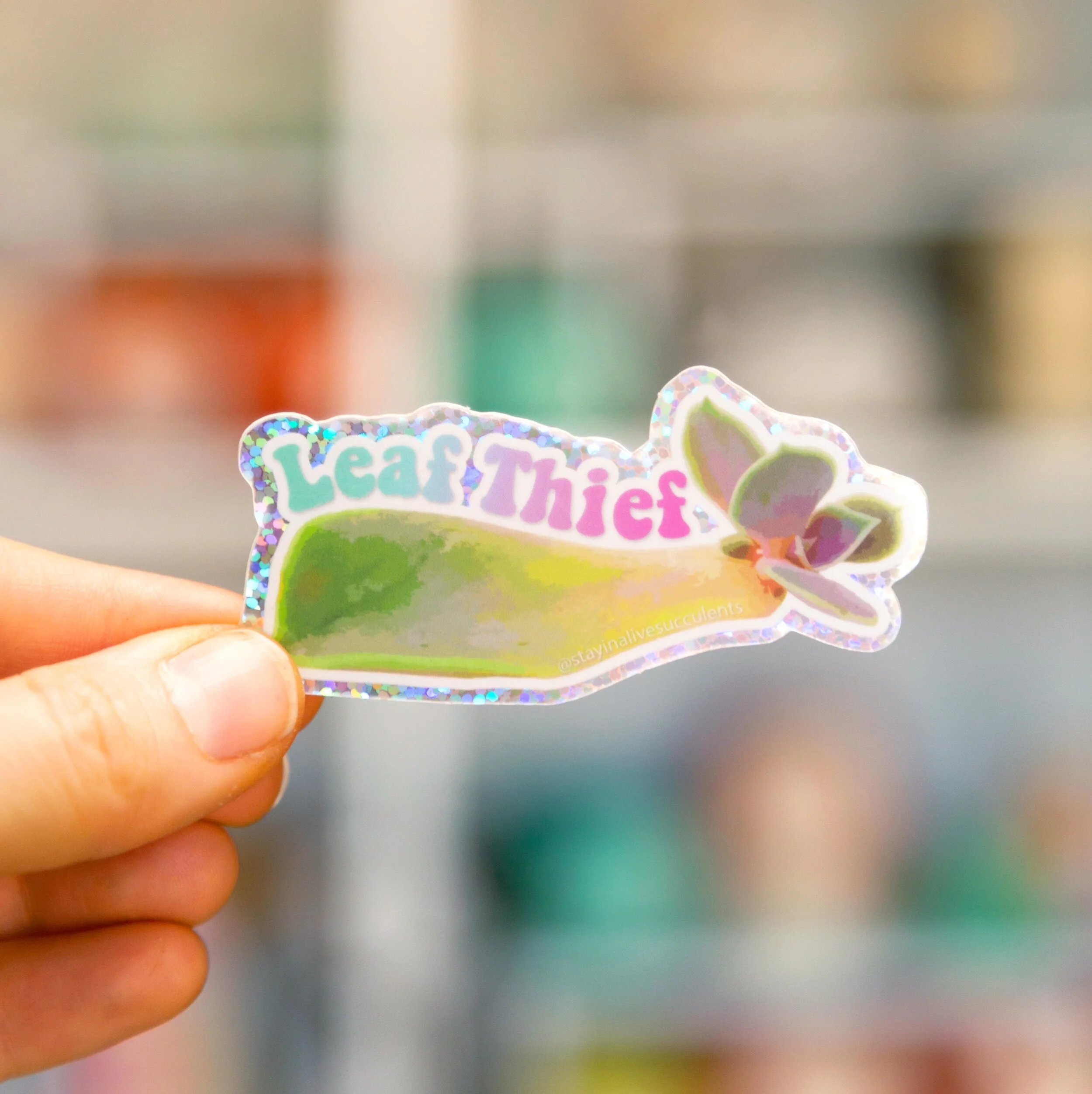 Leaf Thief Glitter Sticker