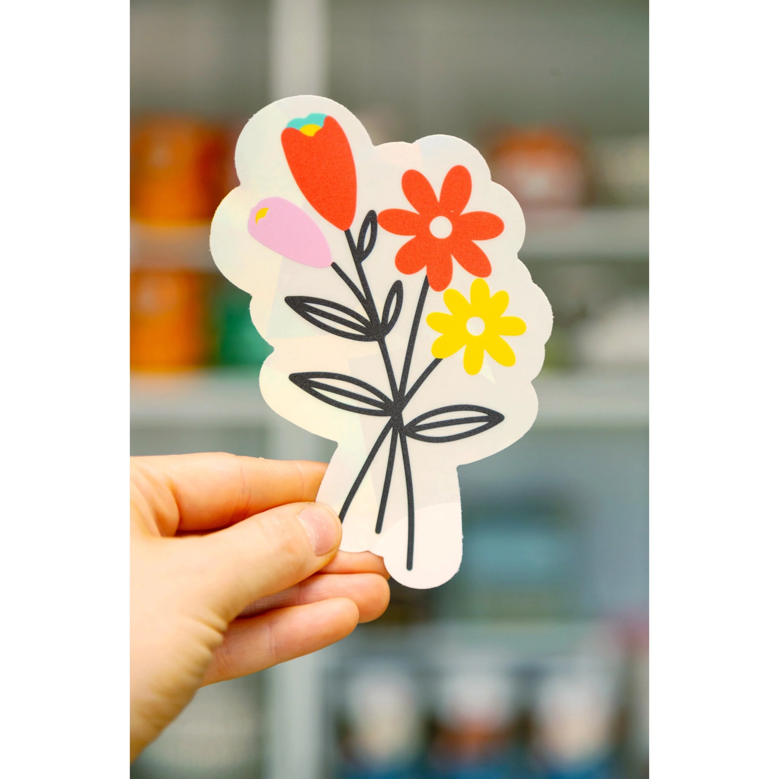 Sun catcher Rainbow Plant Stickers Floral Bouquet
