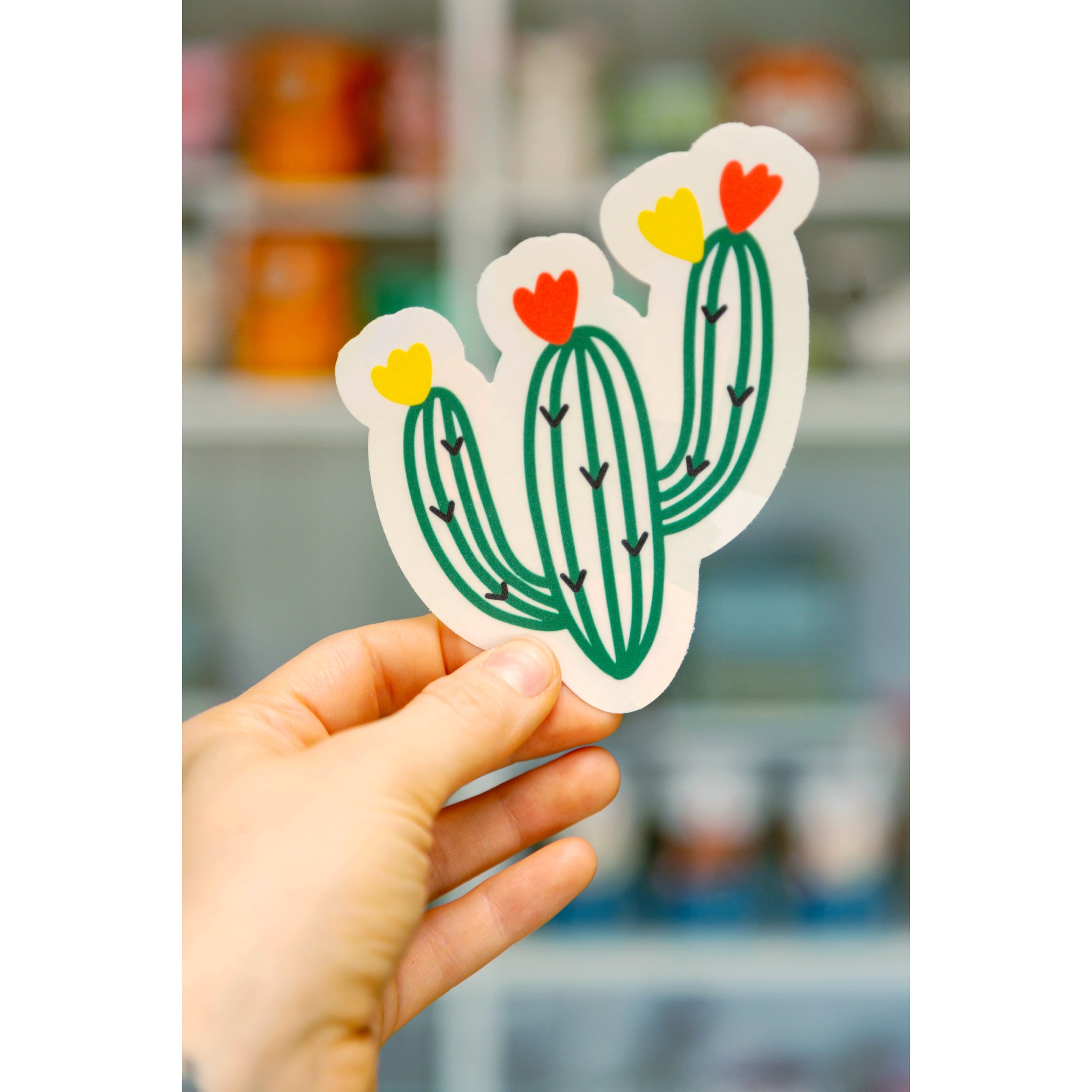 Sun catcher Rainbow Plant Stickers Blooming Cactus