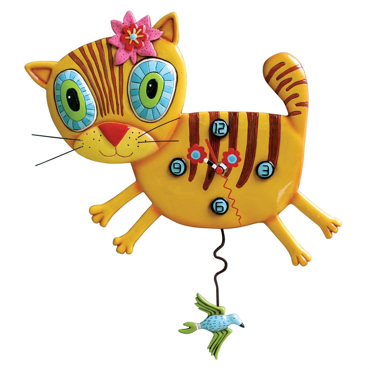 Yellow Kitty Clock