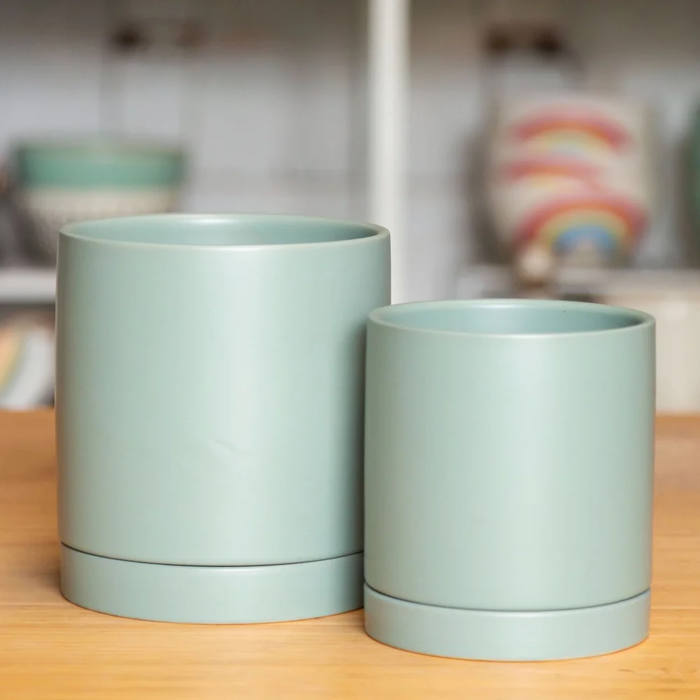 Simply Sage Planters with Saucers 4" and 5"  Stayin' Alive Succulents