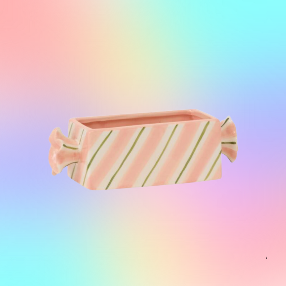 Bonbon Pink Striped Candy Planter