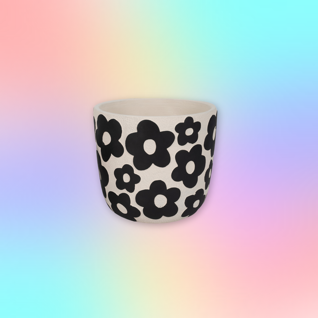 Black and White Flower Power Planters