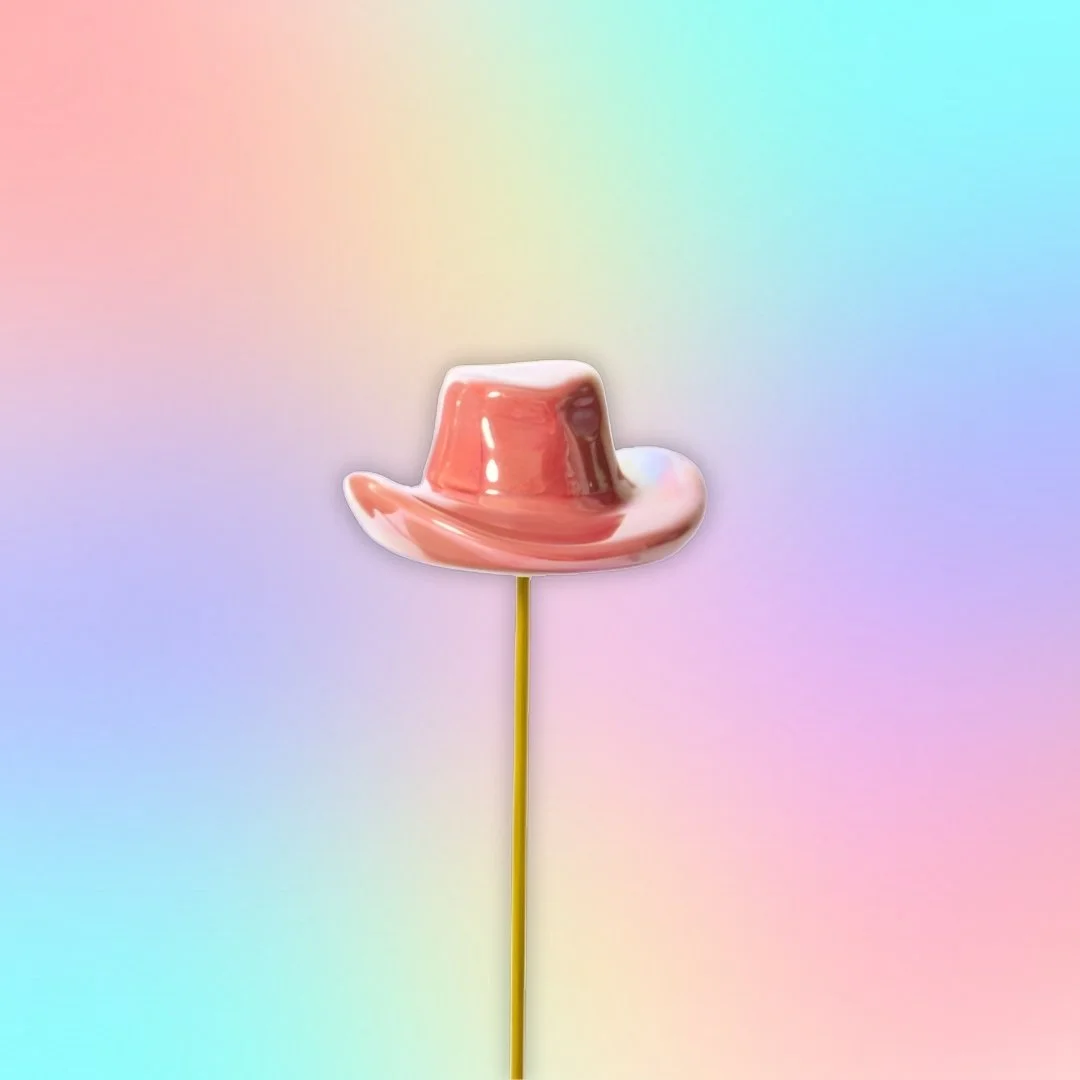 Giddy Up Plant Stakes - Cowgirl Hat