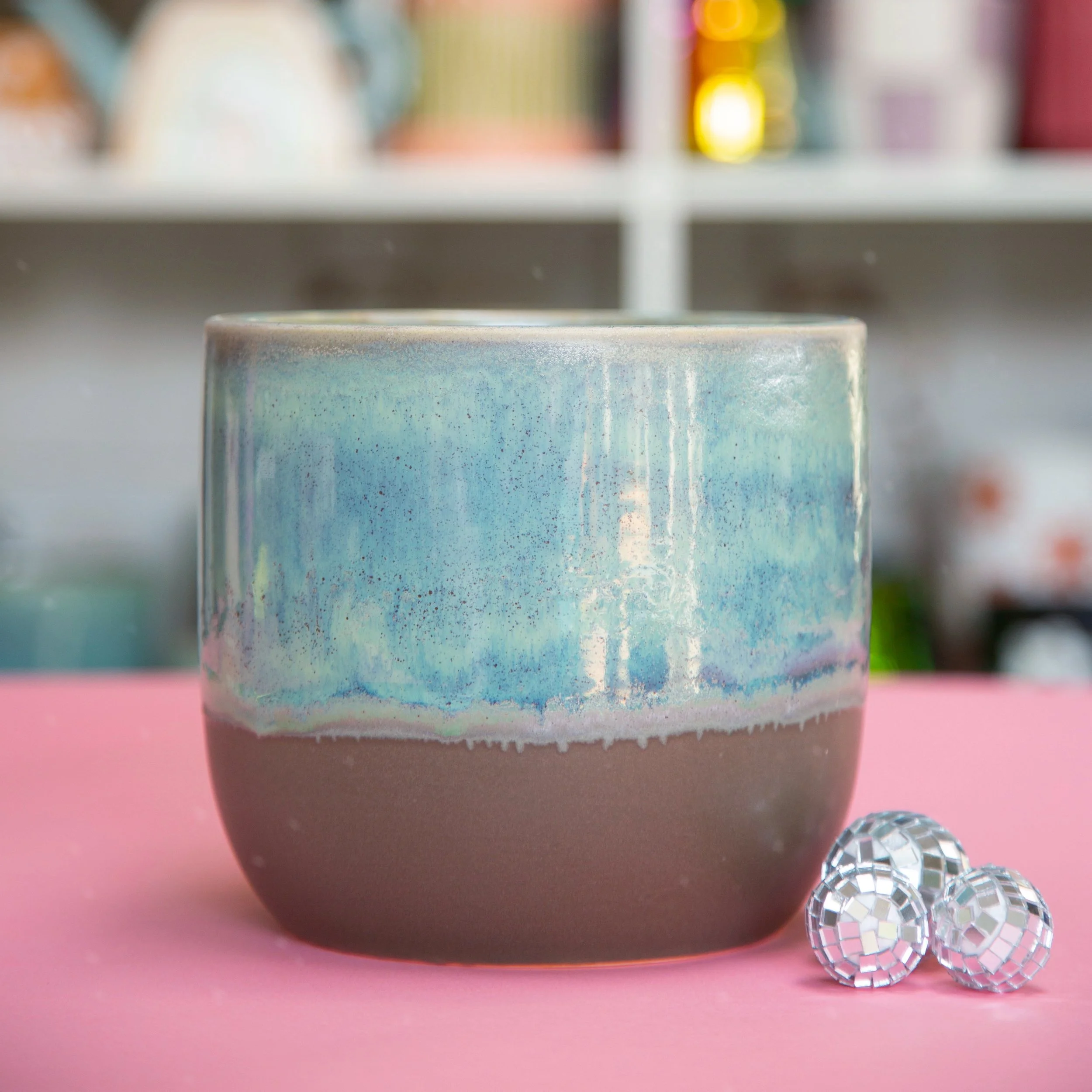 Caribe Teal Glazed Planter Large 6"