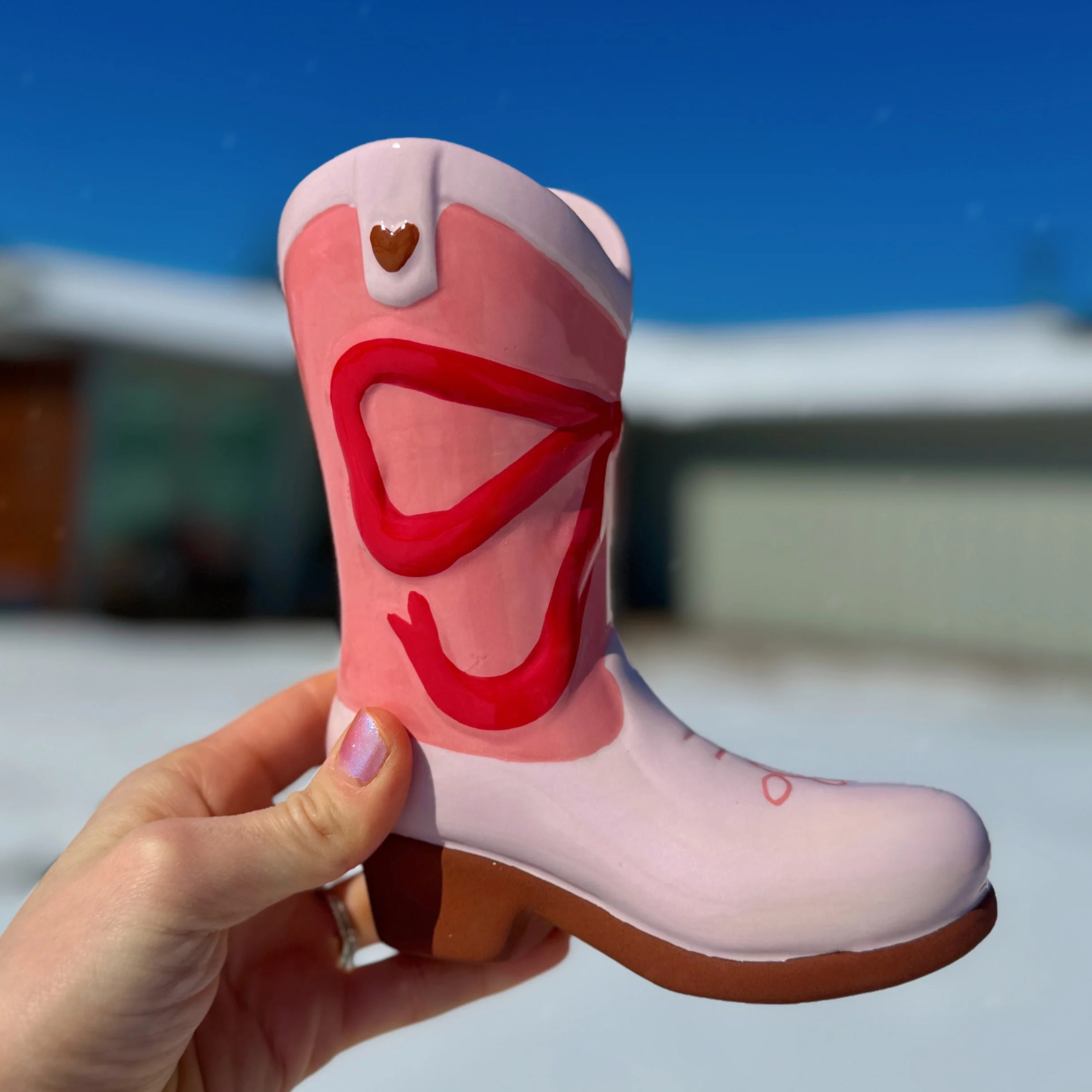 Rodeo Romance - Cowgirl Boot Vase