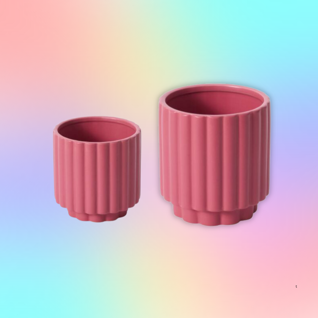 Carmen Fluted Planter in Dark Pink