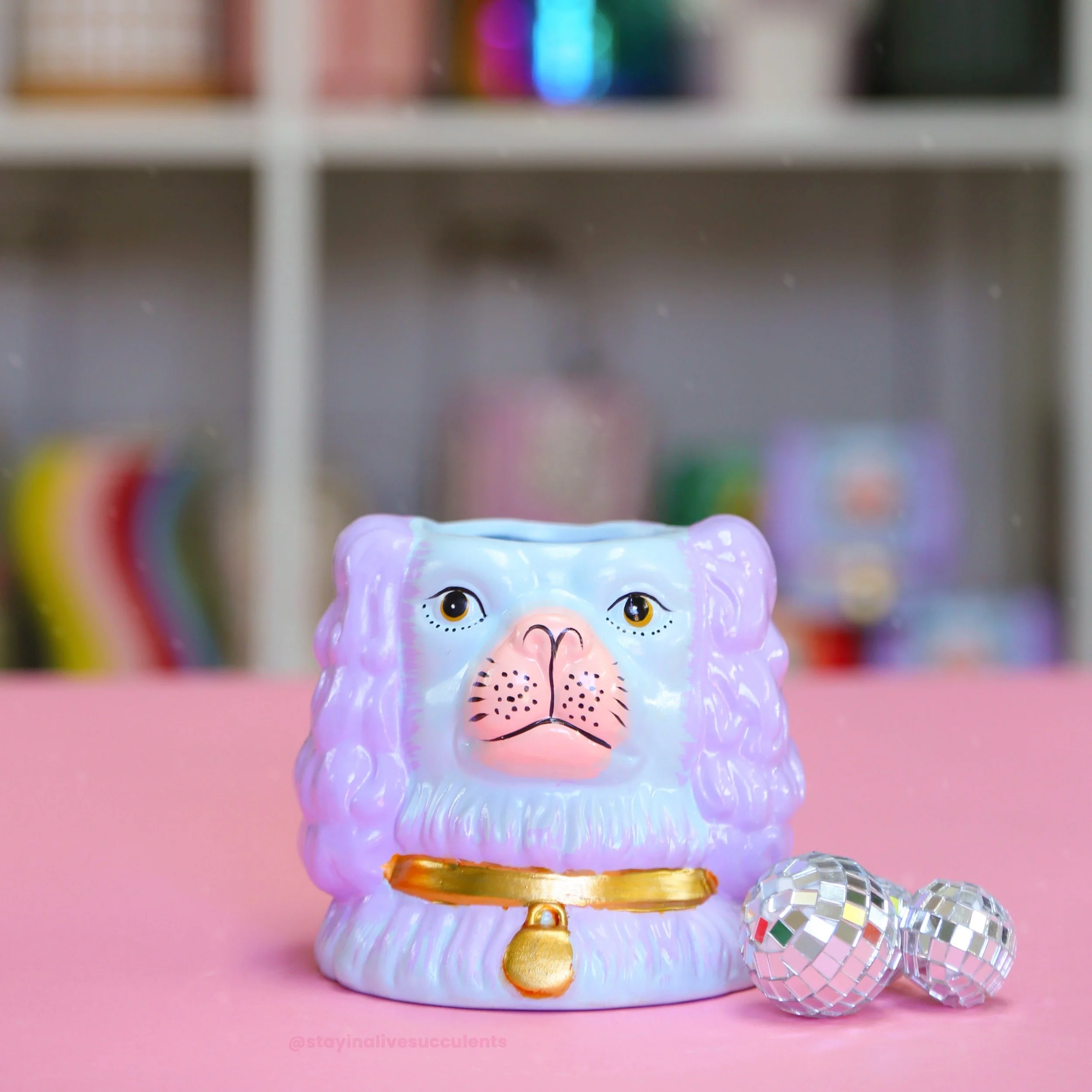 Staffordshire Dog Vase/Planter - Lilac Purple