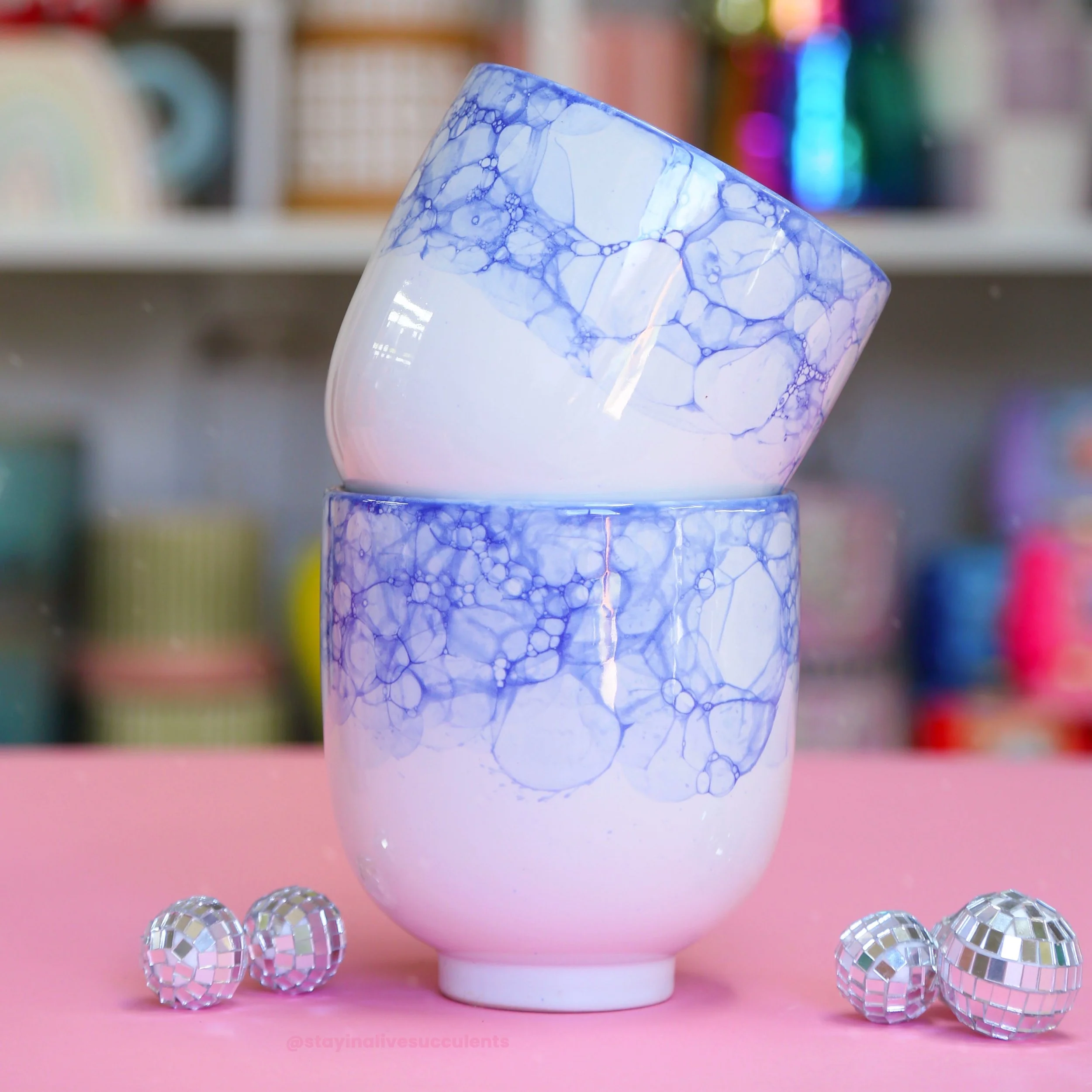 Ellory Blue & White Watercolor Planter