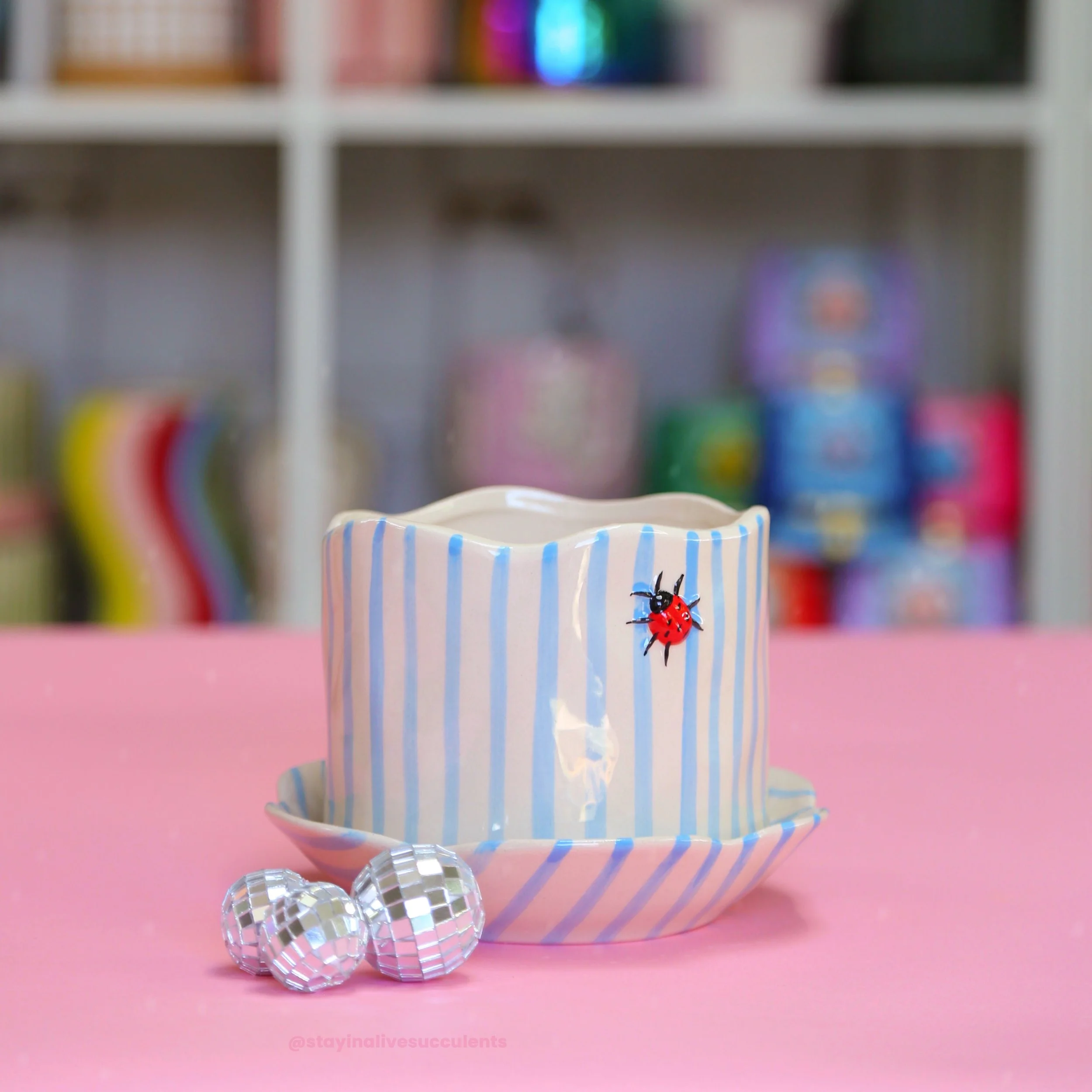 Ladybug Pot and Saucer