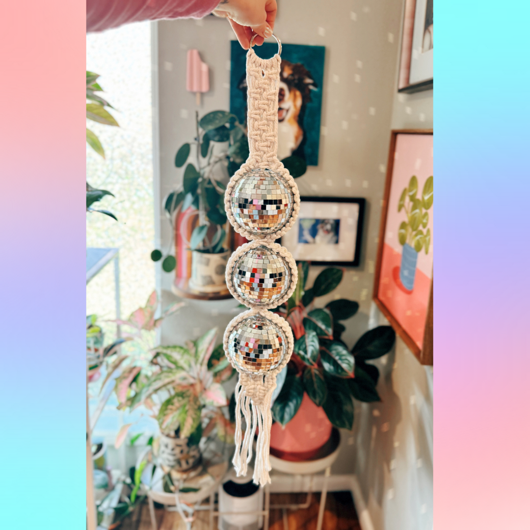 Macrame Disco Ball Hanger (3 tier)