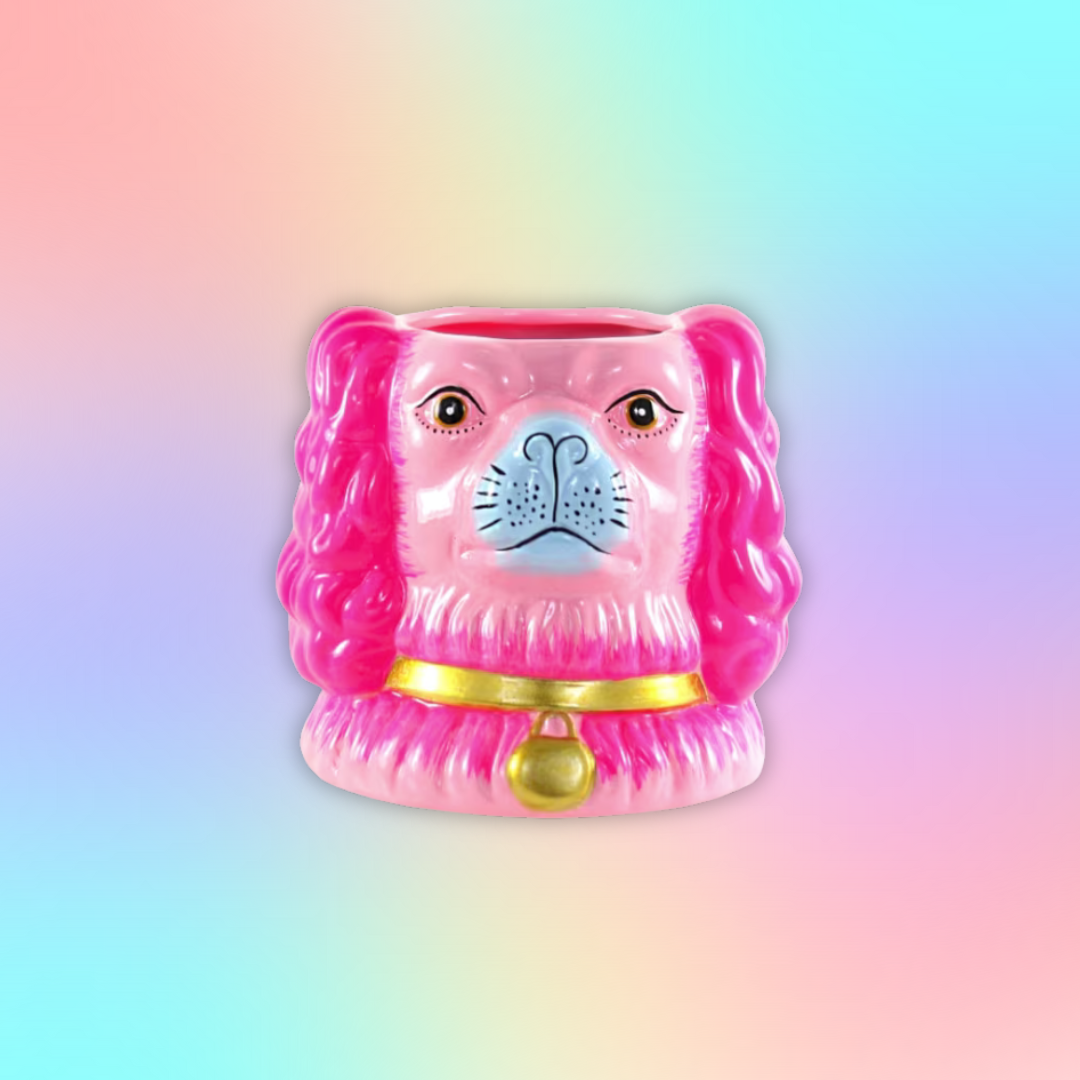Staffordshire Dog Vase/Planter - Pink