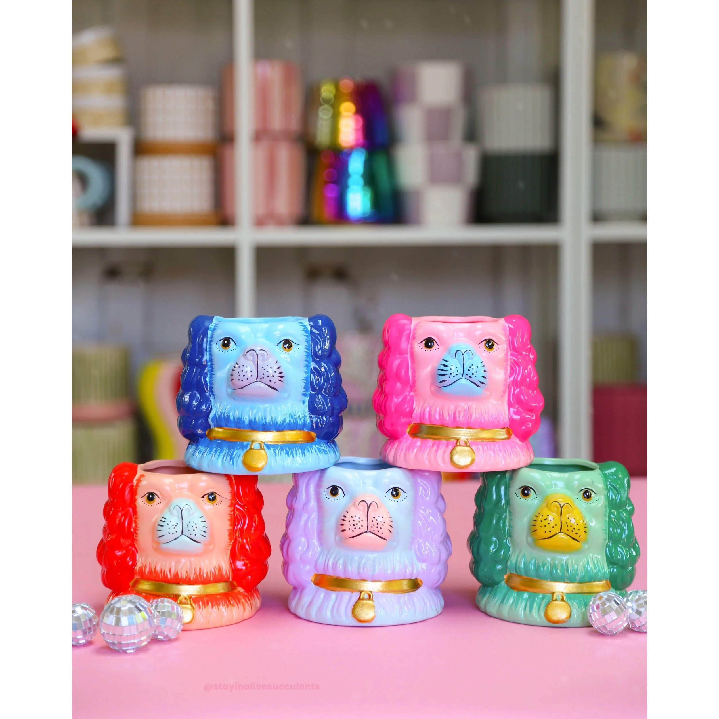 Staffordshire Dog Vase/Planter - Rainbow Assortment!