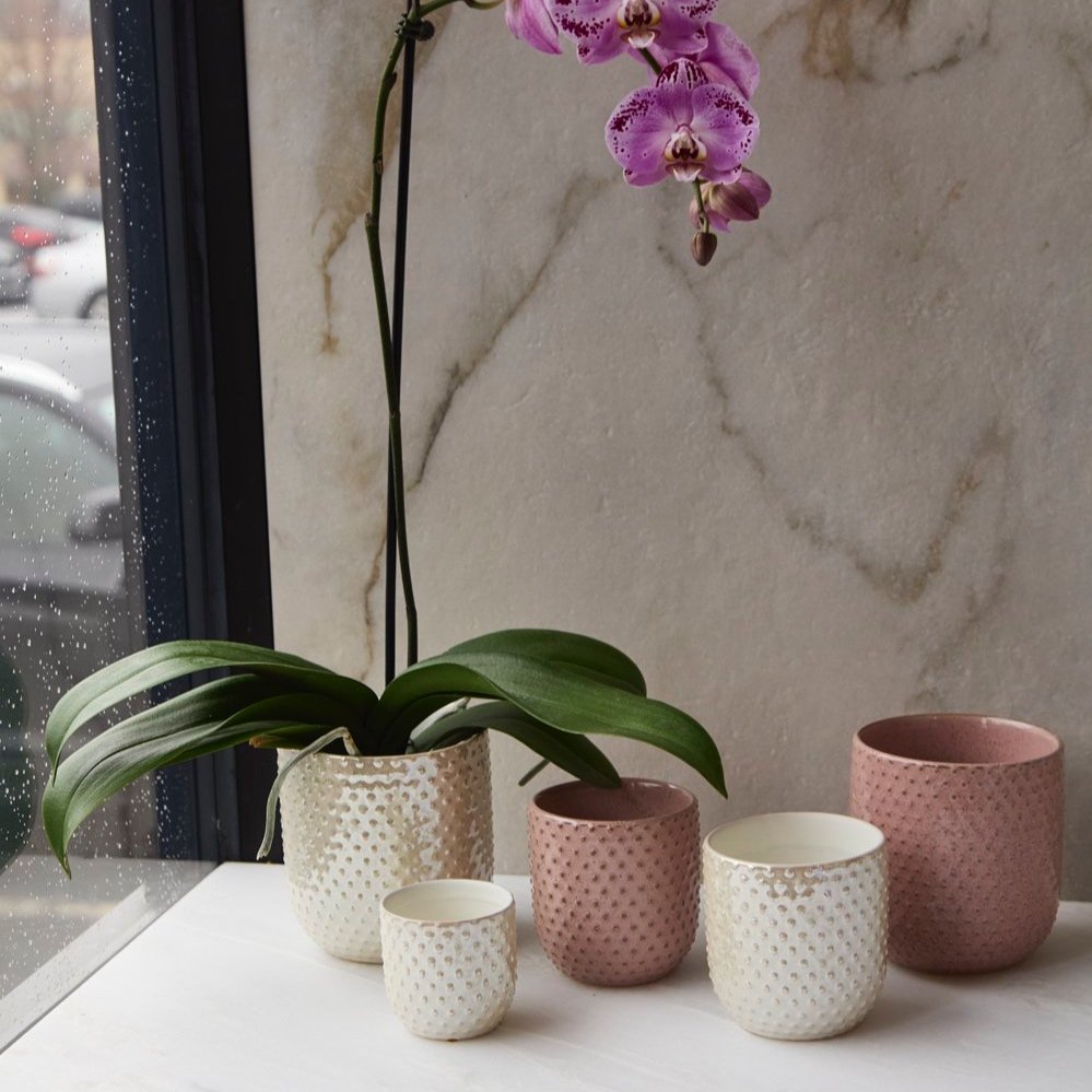 Everly Iridescent Hobnail Planters 3" and 4"