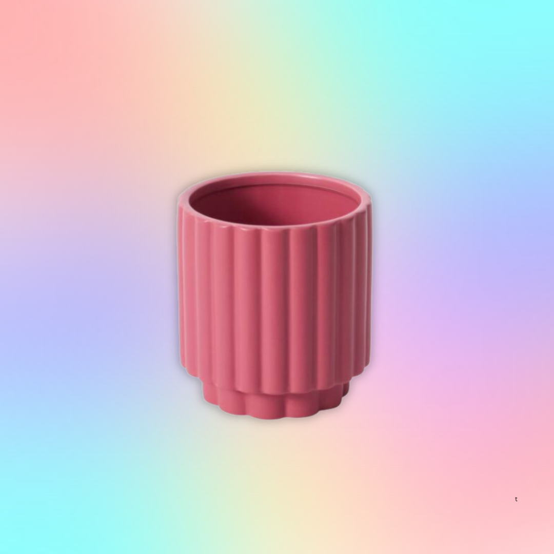 Carmen Fluted Planter in Dark Pink 5"