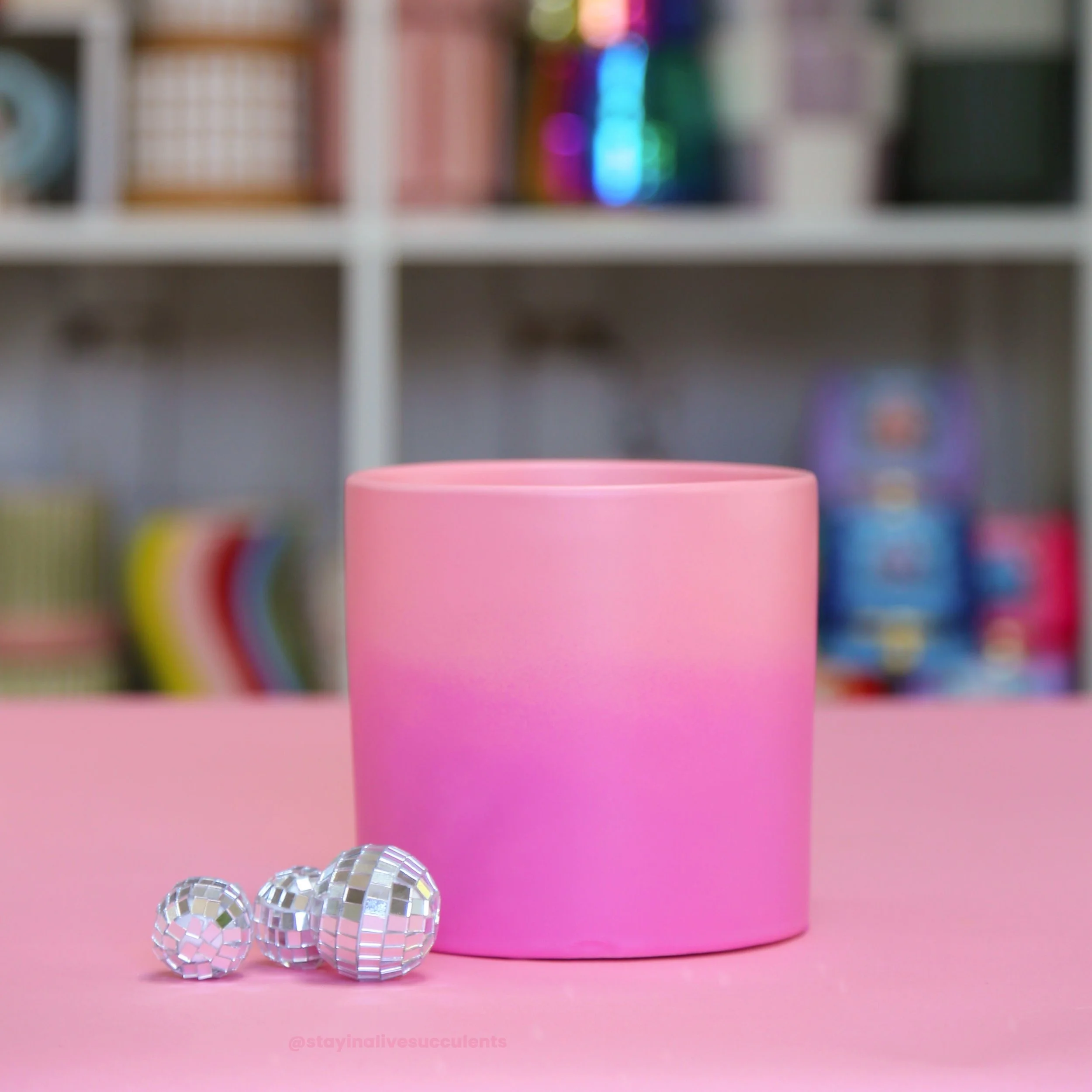 Hand Painted Rainbow Ombre Planters 5" Peach to Pink