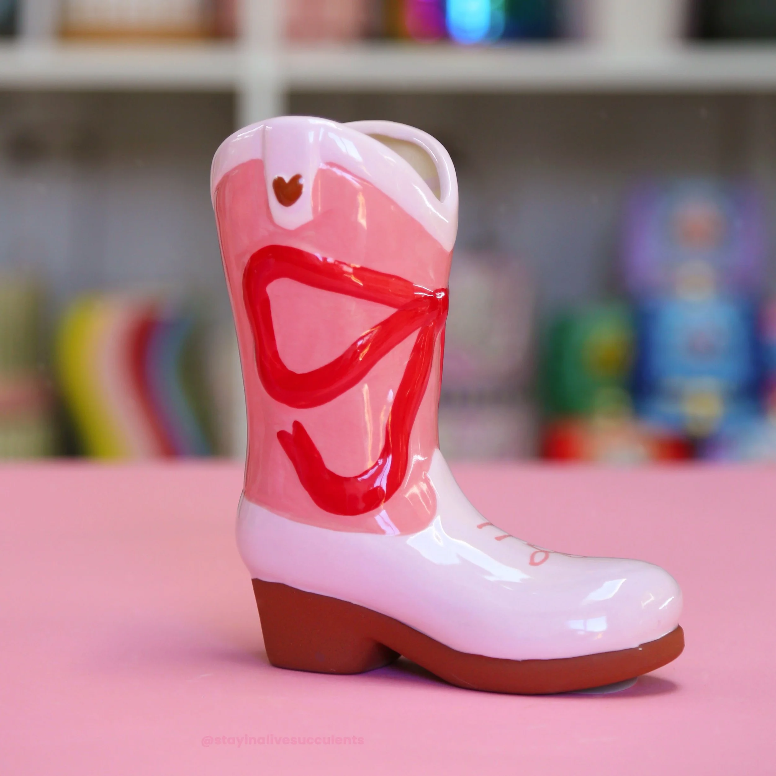 Rodeo Romance - Cowgirl Boot Vase