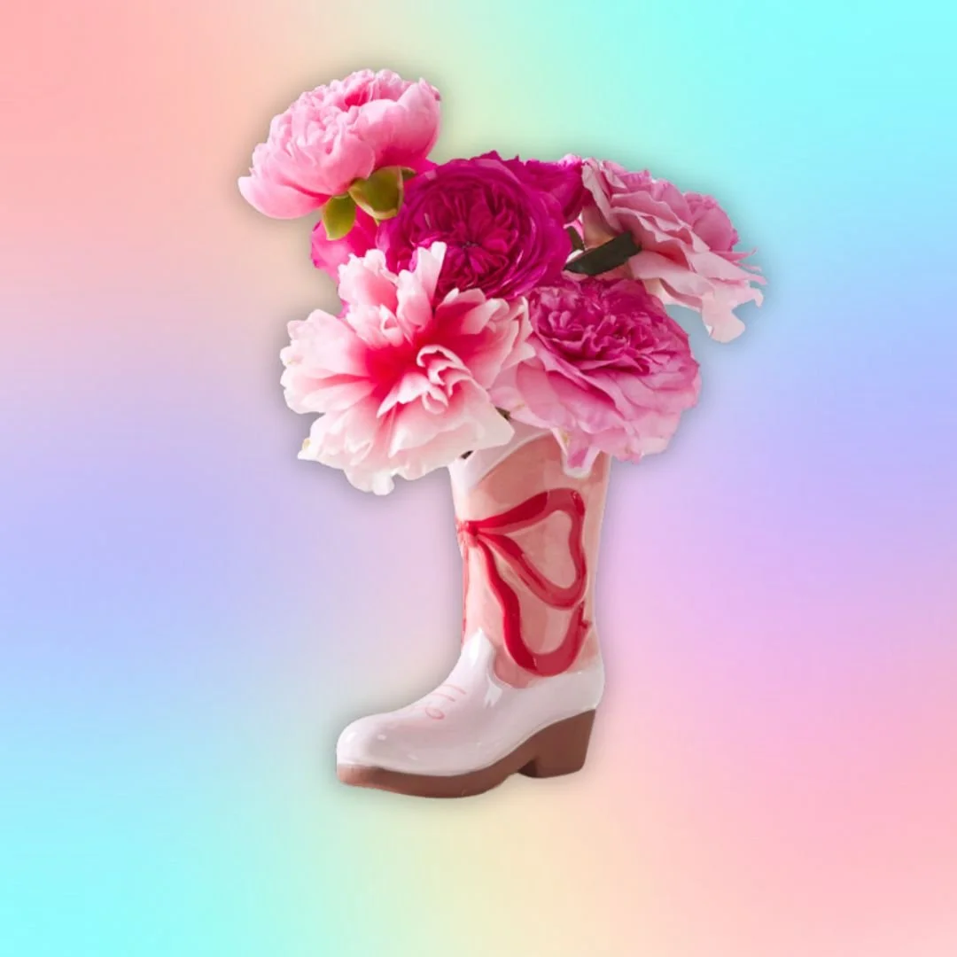 Rodeo Romance - Cowgirl Boot Vase