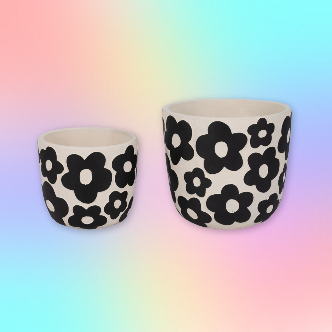 Black and White Flower Power Planters