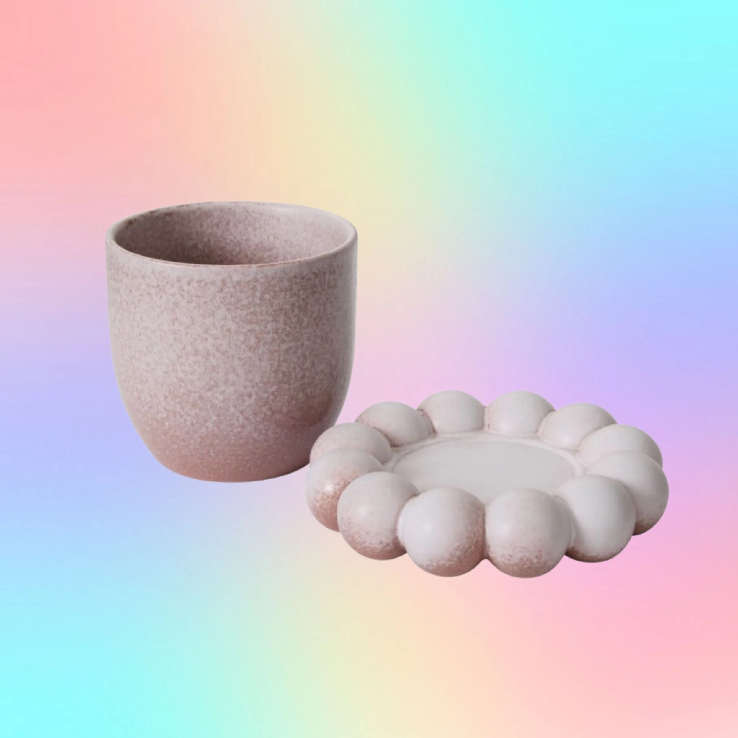 Lilac Pearl Pot with Saucer 5"