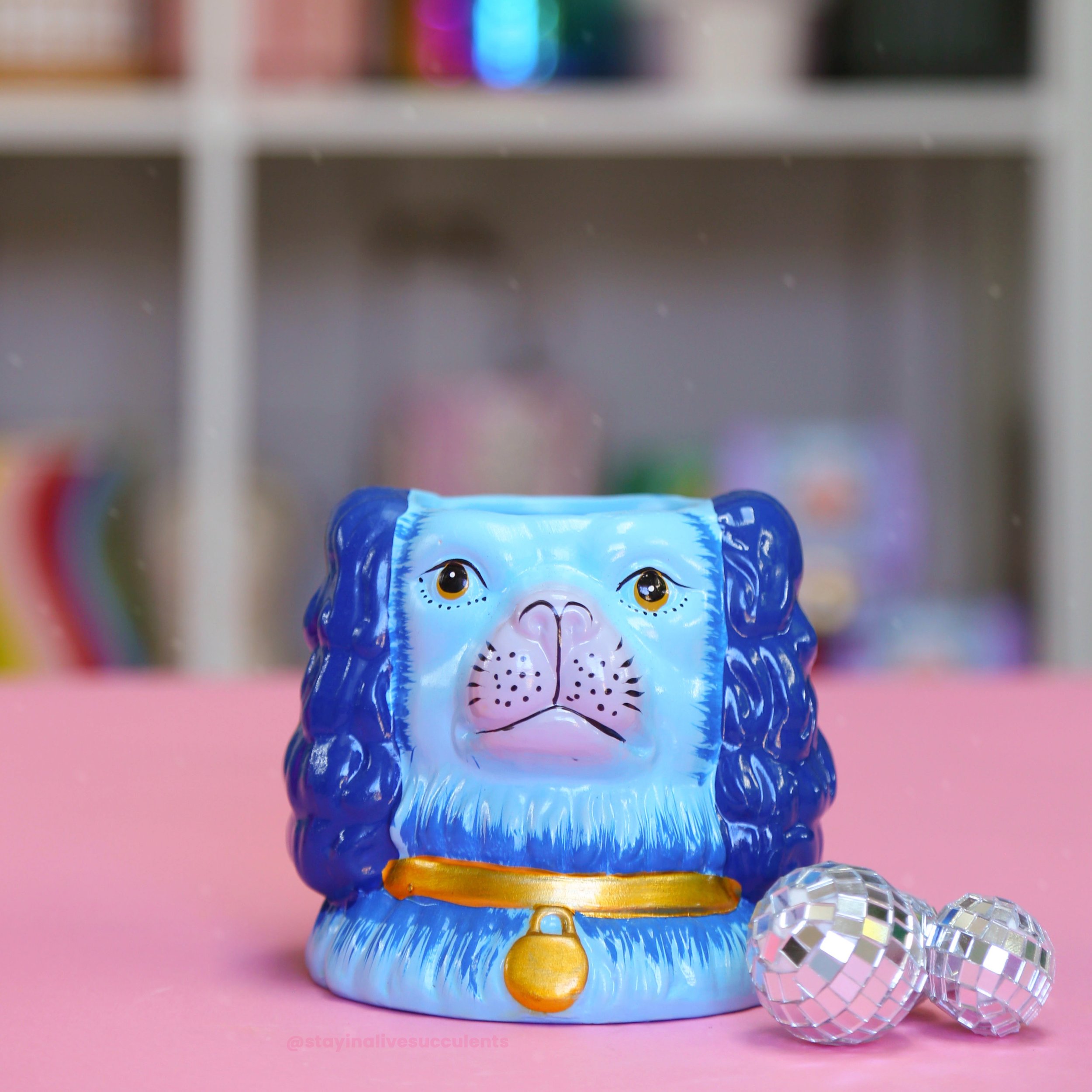 Staffordshire Dog Vase/Planter - Cobalt Blue