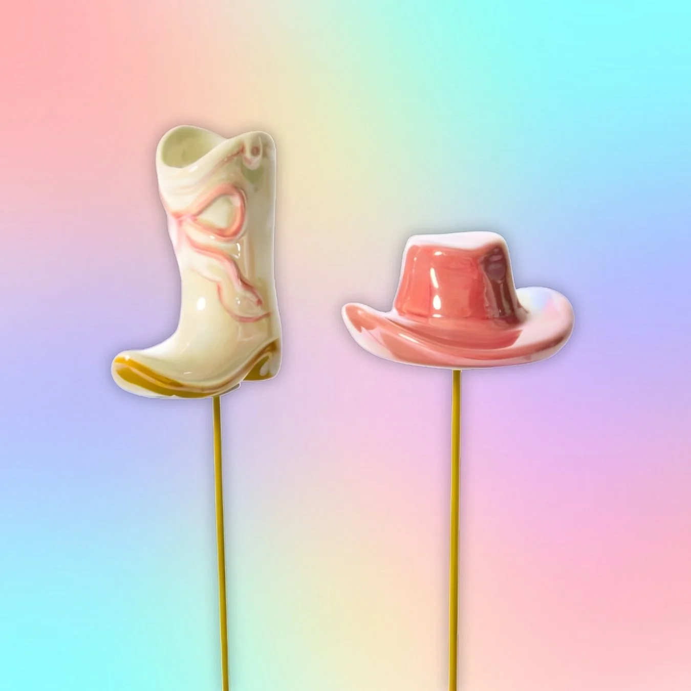 Giddy Up Plant Stakes - Cowgirl Boot and Hat