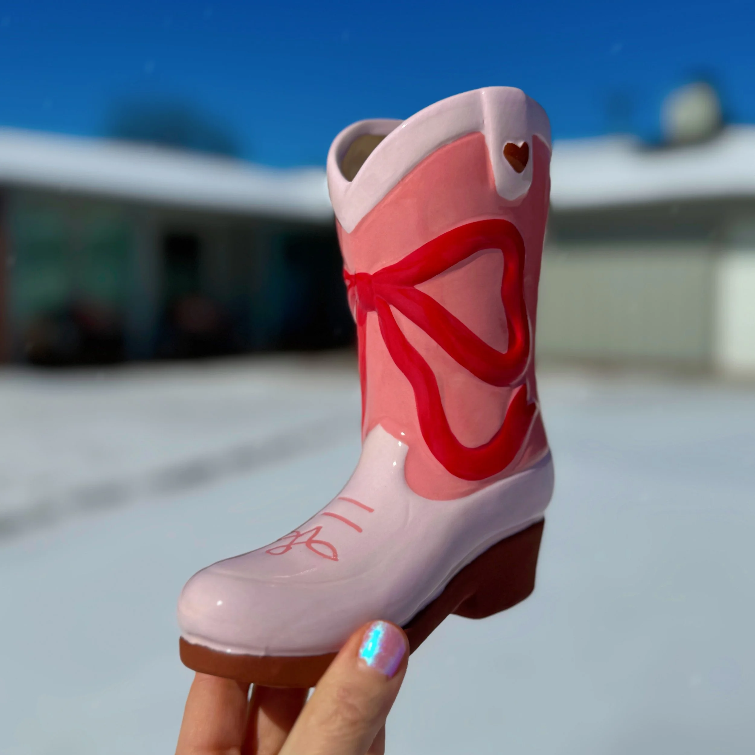 Rodeo Romance - Cowgirl Boot Vase