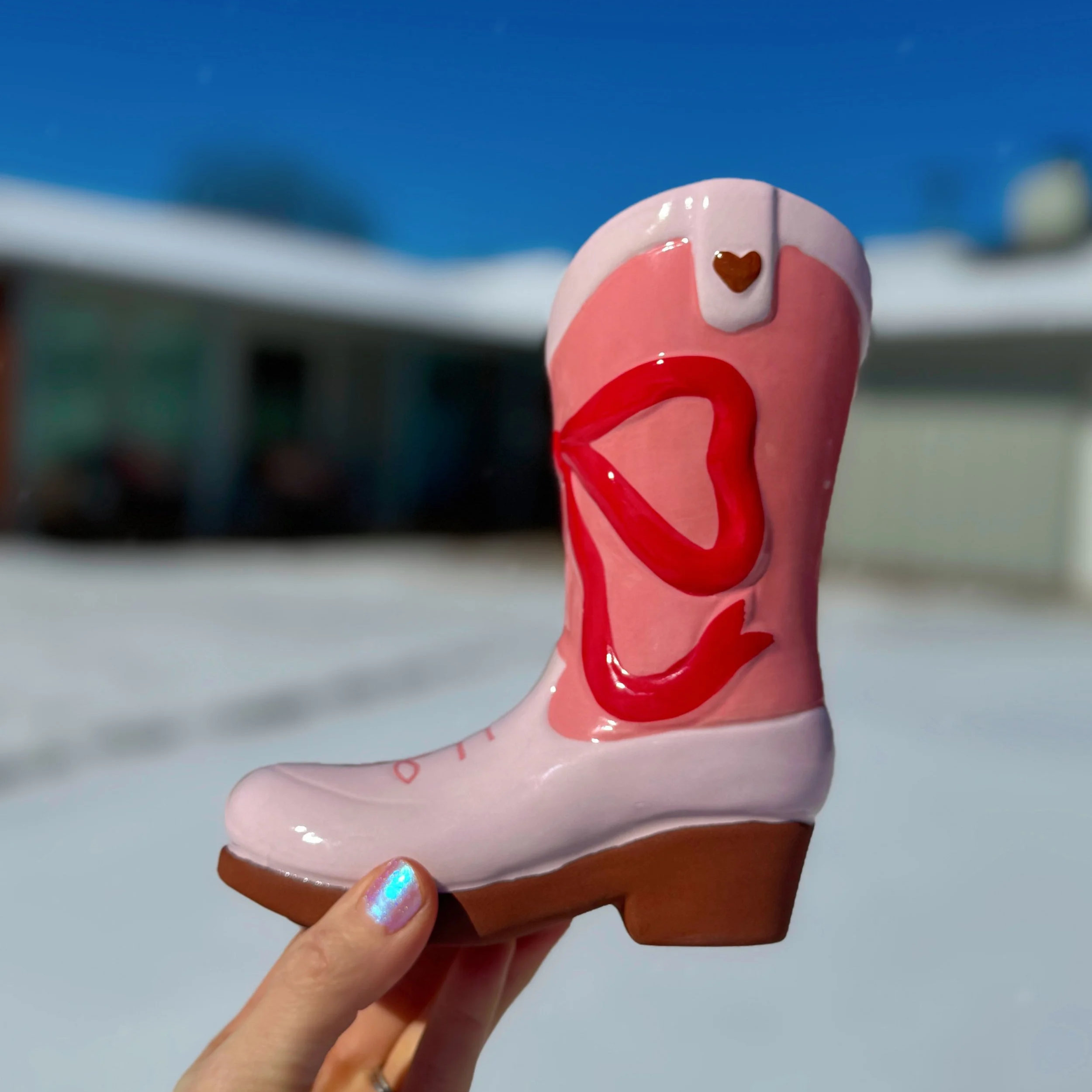 Rodeo Romance - Cowgirl Boot Vase