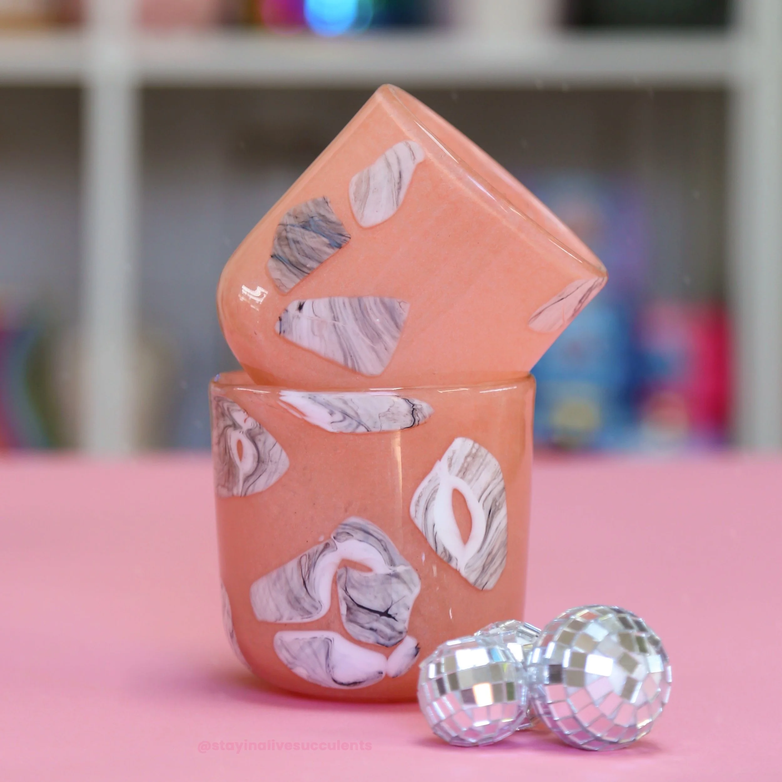 Sumi Peach Glass Planter 3"