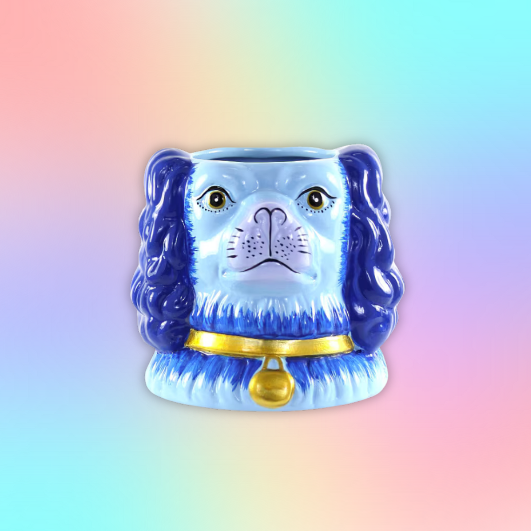 Staffordshire Dog Vase/Planter - Blue