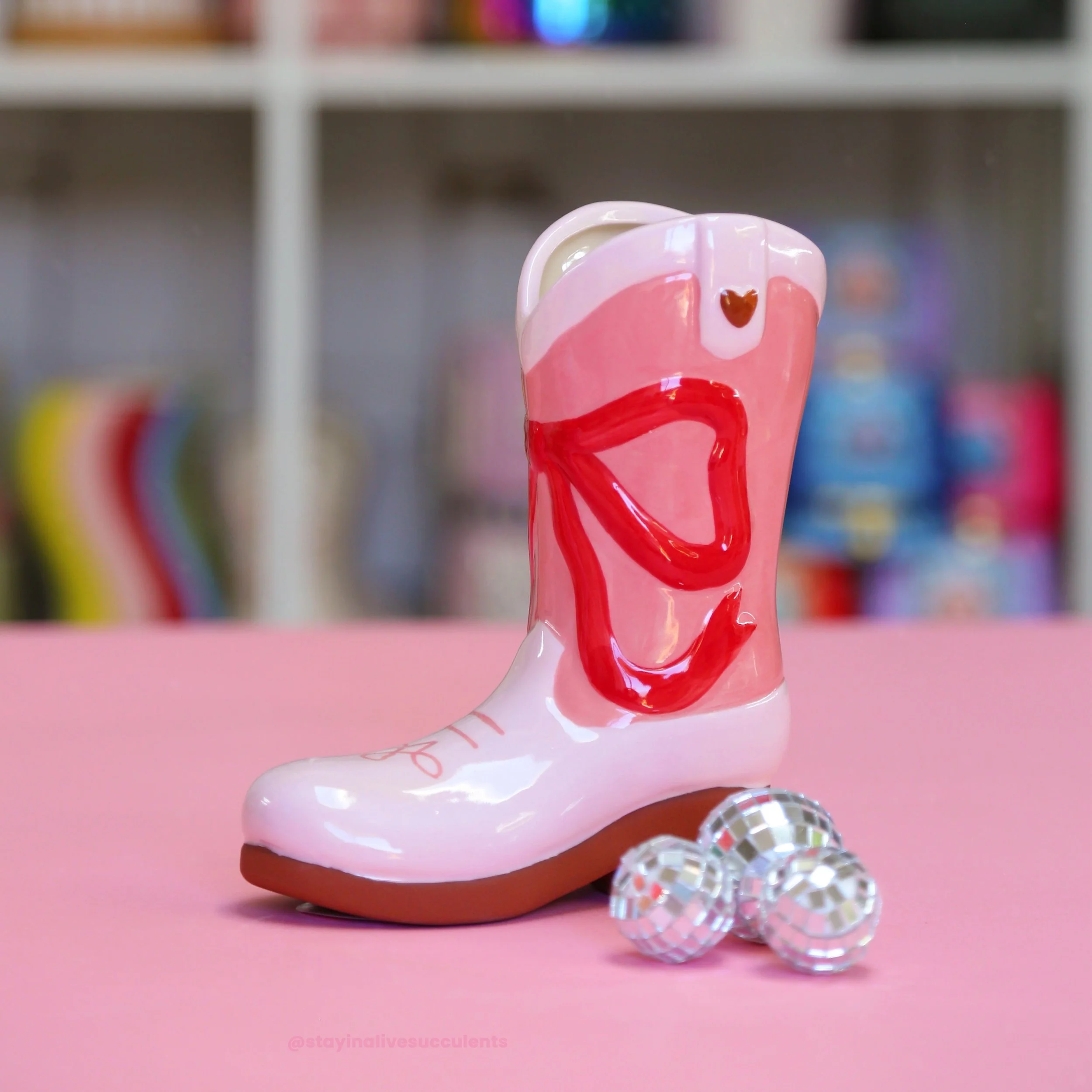 Rodeo Romance - Cowgirl Boot Vase